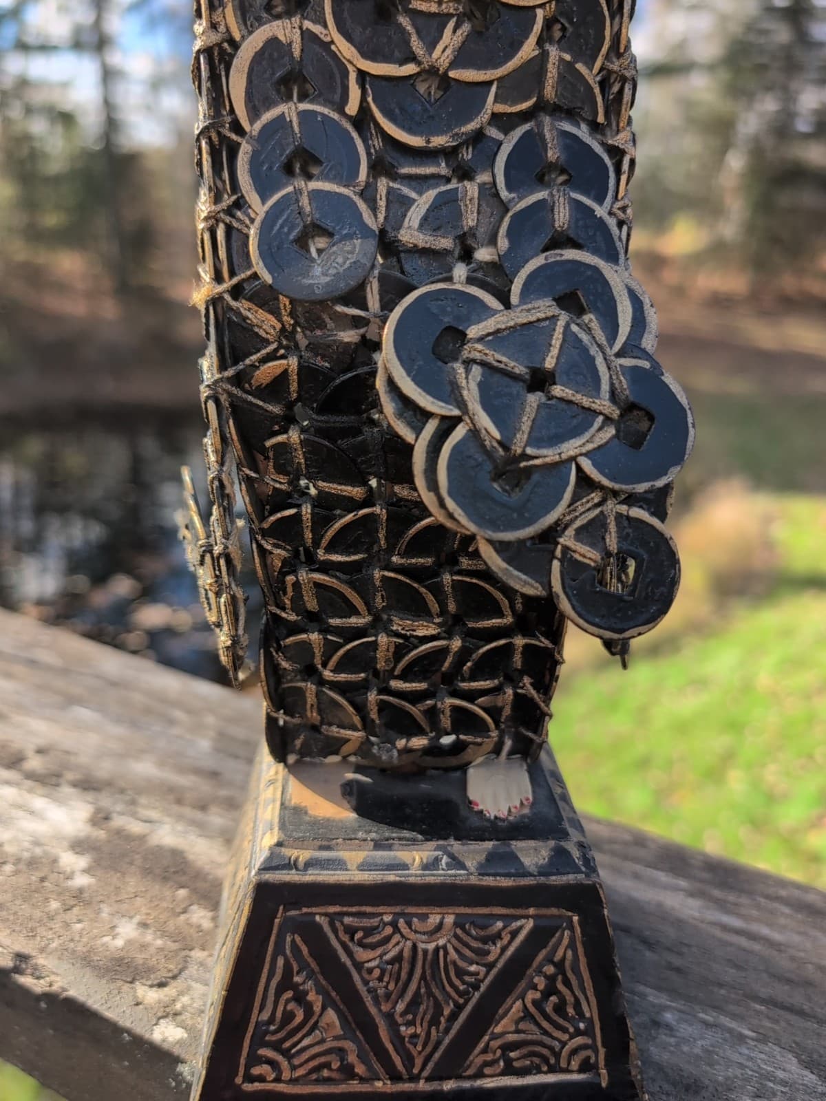 Vtg Balinese Kepeng Dewi Sri Goddess Coin Sculpture Figure Statue Antique 17" 5