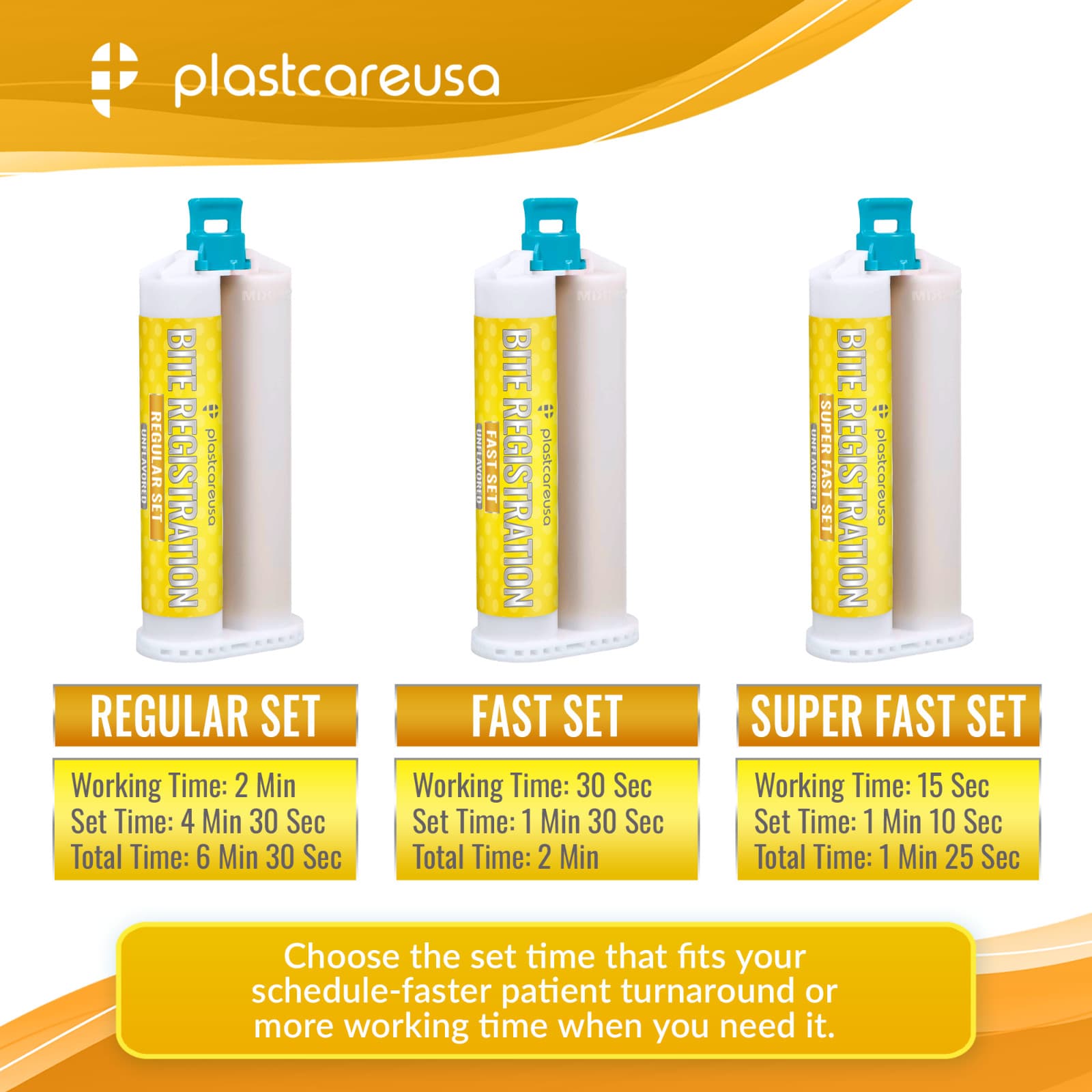 20 Bulk FAST Set Bite Registration Material, Unflavored, 50ml Dental Cartridges 5