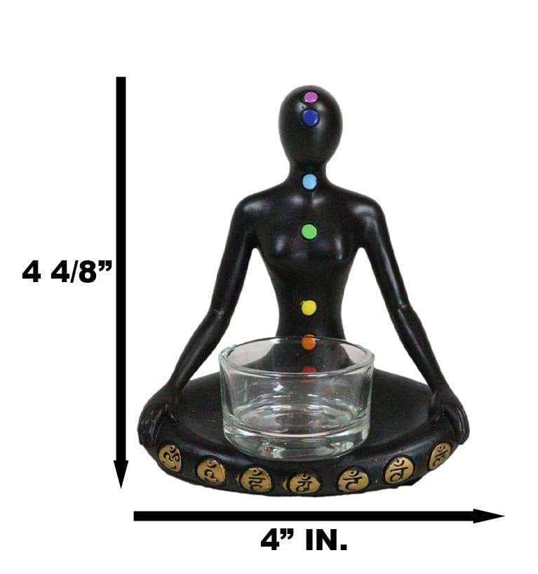 Rainbow 7 Chakra Zones Yoga Avatar Meditating Votive Candle Holder Figurine 3