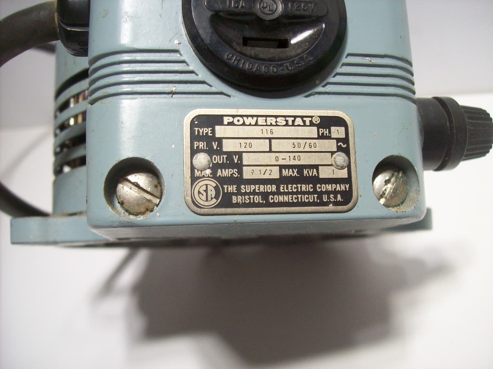 SUPERIOR ELECTRIC POWERSTAT 116 VARIABLE AUTOTRANSFORMER, USA, WORKS PERFECTLY 4