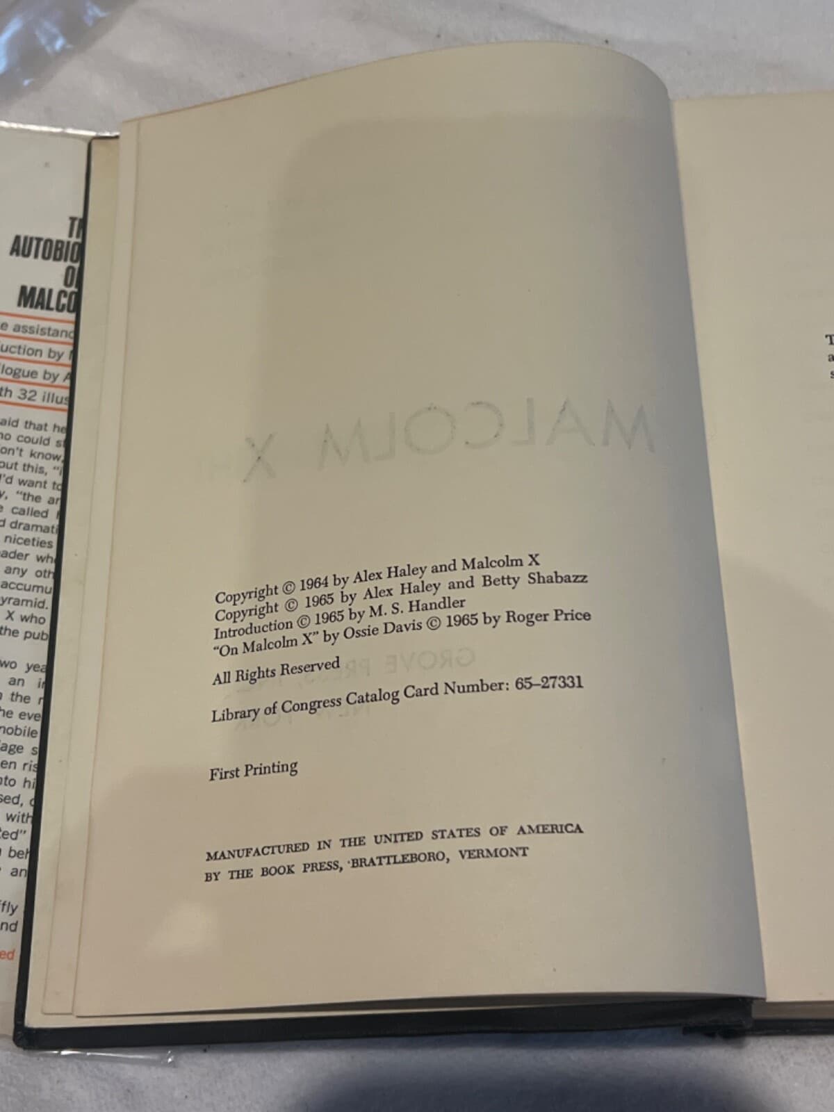 The Autobiography of Malcolm X By Alex Haley 1st Edition/Printing  1965 5