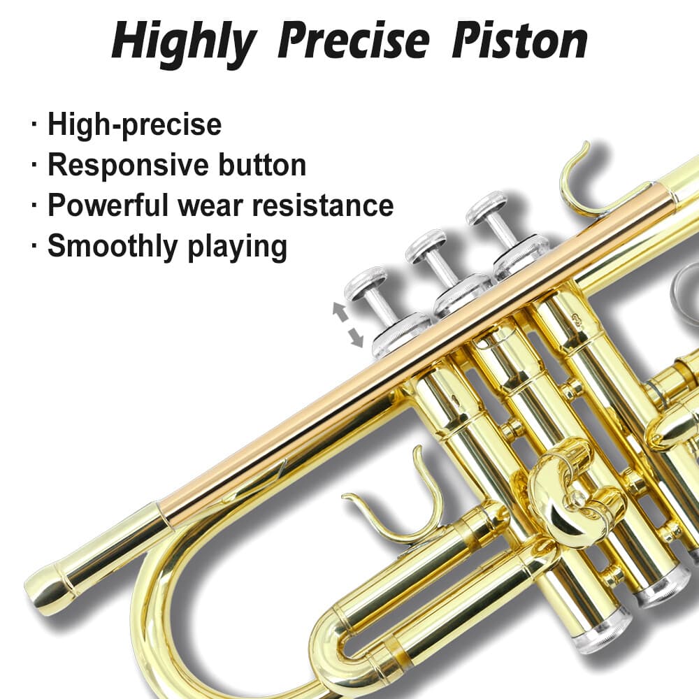 Student trumpet for beginners Bb brass trumpet instruments with carrying case 4