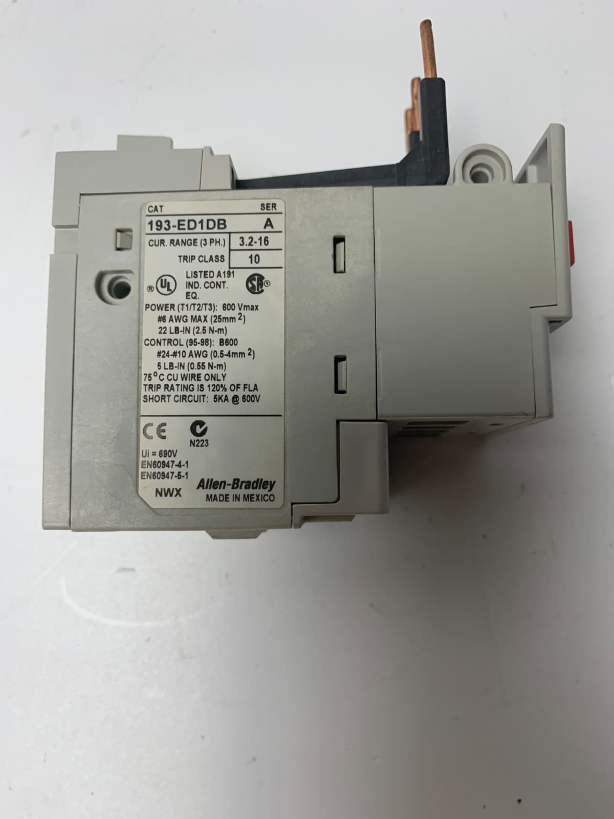 Allen-Bradley 193-ED1DB Overload Relay | 3.2–16A | Manual Reset 2