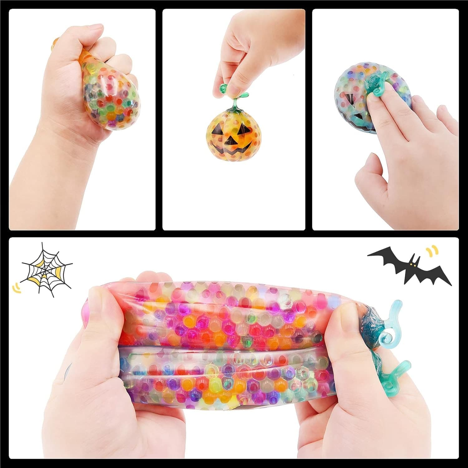 6 Pack Halloween Pumpkin Stress Balls Squishy Relief Toys Fidget Toys...  2