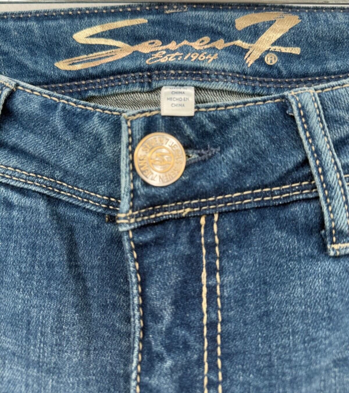 Seven7 Jeans Women's 12 Rocker Slim Boot Cut Distress Med Wash Embroidery Pocket 4