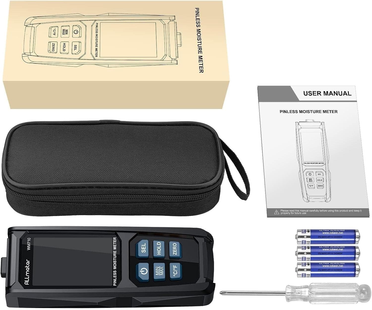 Pinless Moisture Meter MS02 Non-Destructive Wood Moisture Meter Detector 3