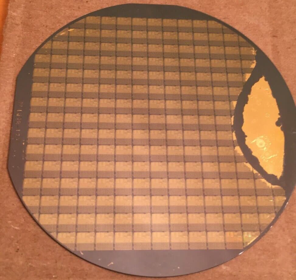 4" Golden Test Silicon Wafer Unique Extremely Rare  RF NAND Vintage CPU Chip