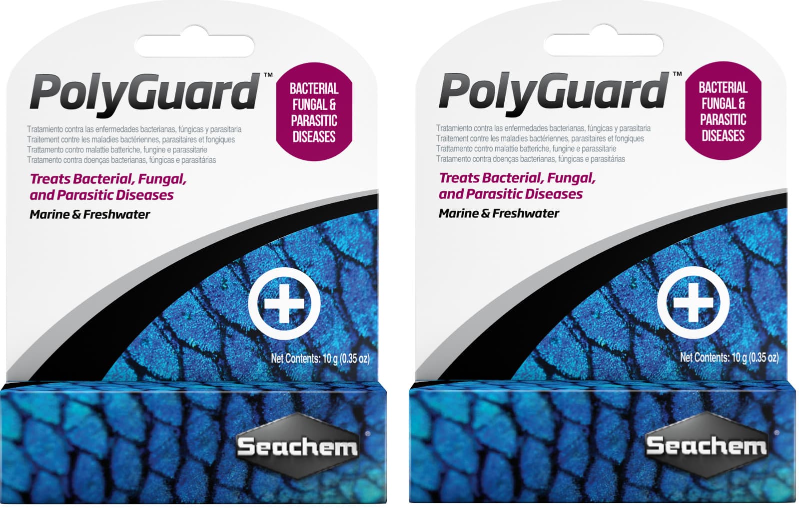 SEACHEM POLYGUARD BACTERIAL FUNGAL PARASITIC FISH MEDICATION 10GM EXP 08/2024 X2