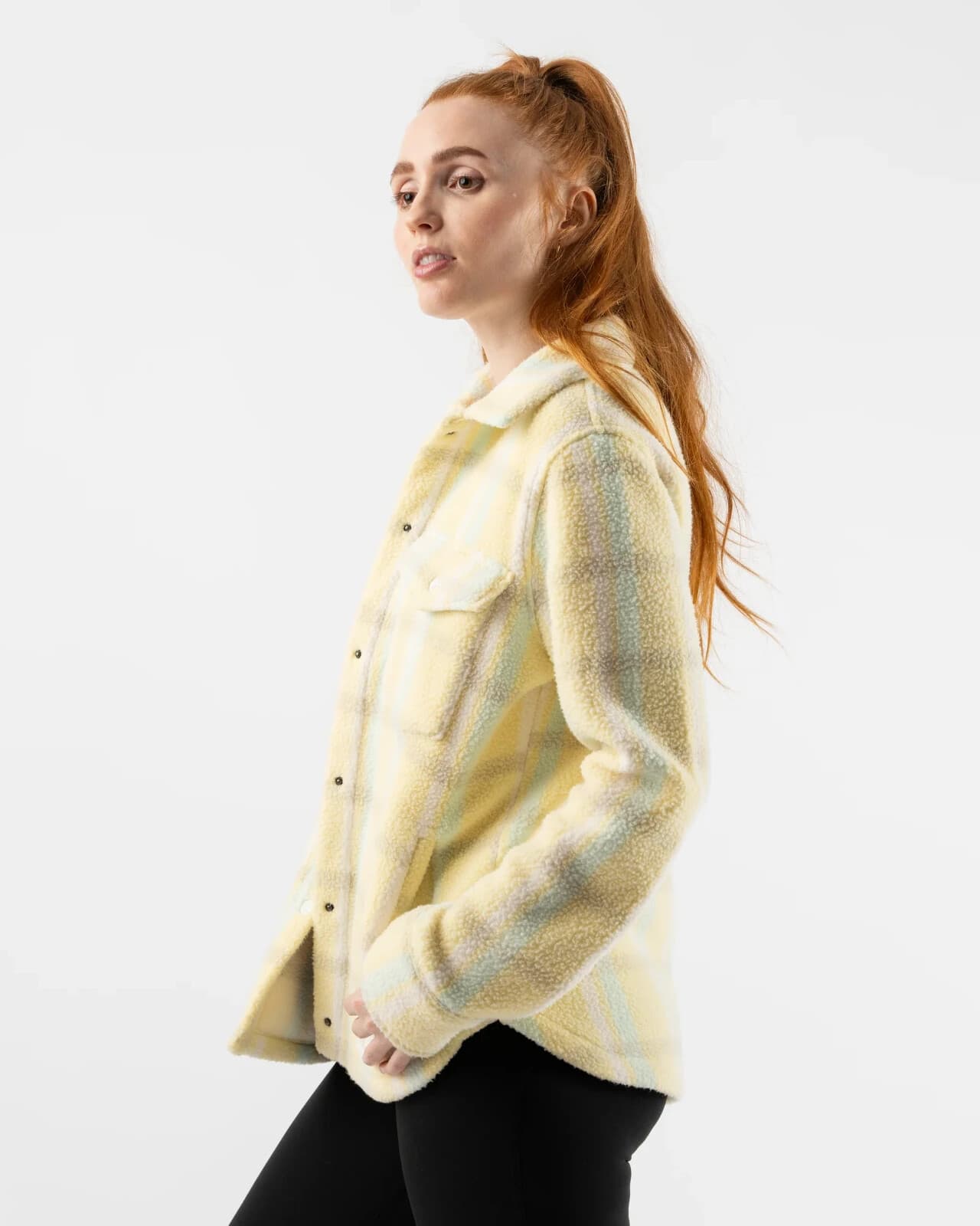 NWT Running Rabbit Fleece of Mind Pale Banana Plaid Shirt Jacket Size S 6