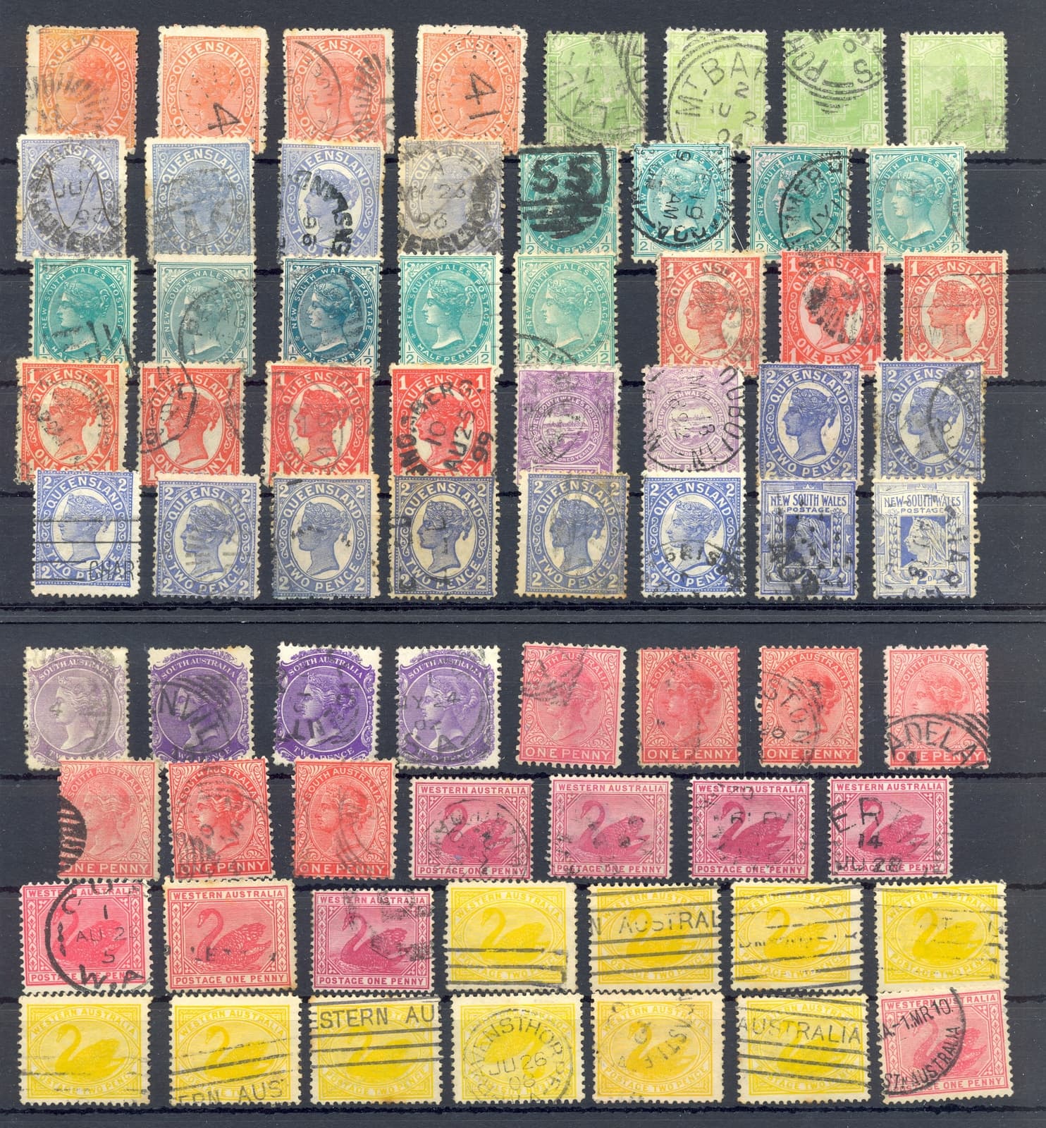 AUSTRALIA STATES 164 STAMPS - UNSORTED FOR VARIETIES / PM ---F/VF 