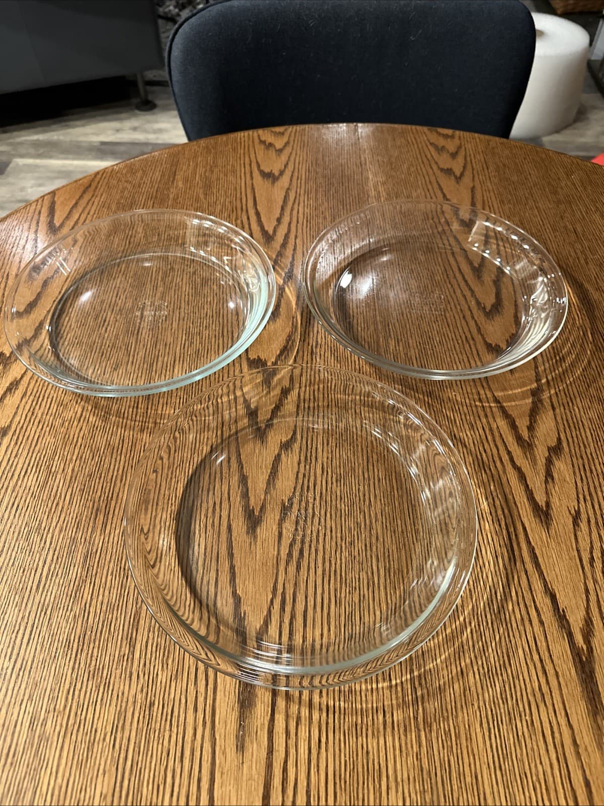 Pyrex Glass Pie Plate 209 Baking Dish Pan 9 inch Clear Vintage Set Of 3 2