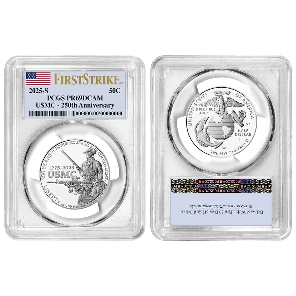 2025-S Proof Clad 50c U.S. Marine Corps 250th Anniversary Commemorative PCGS 3