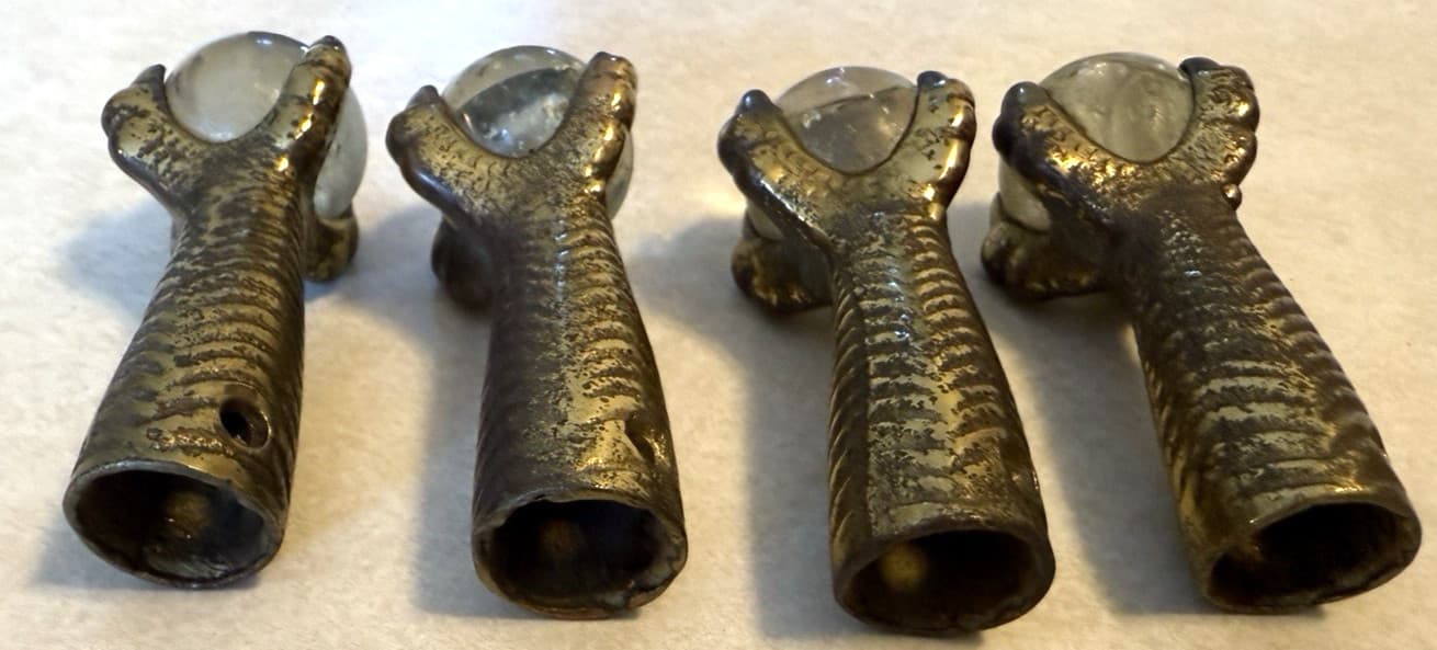 Set of 4 Vintage Glass Ball & Brass Eagle Claw Table Legs 5
