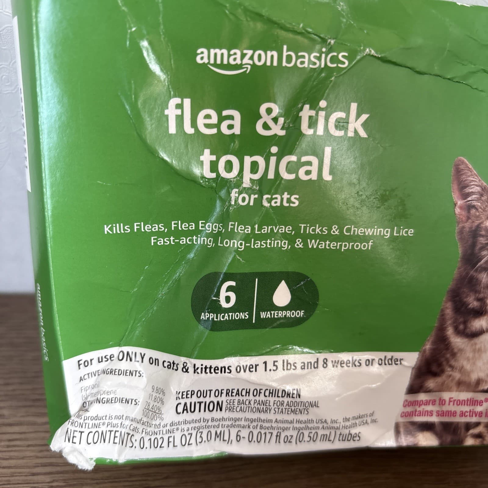 Amazon Basics Flea & Tick Topical Treatment for Cats - 6 Waterproof Applications 2