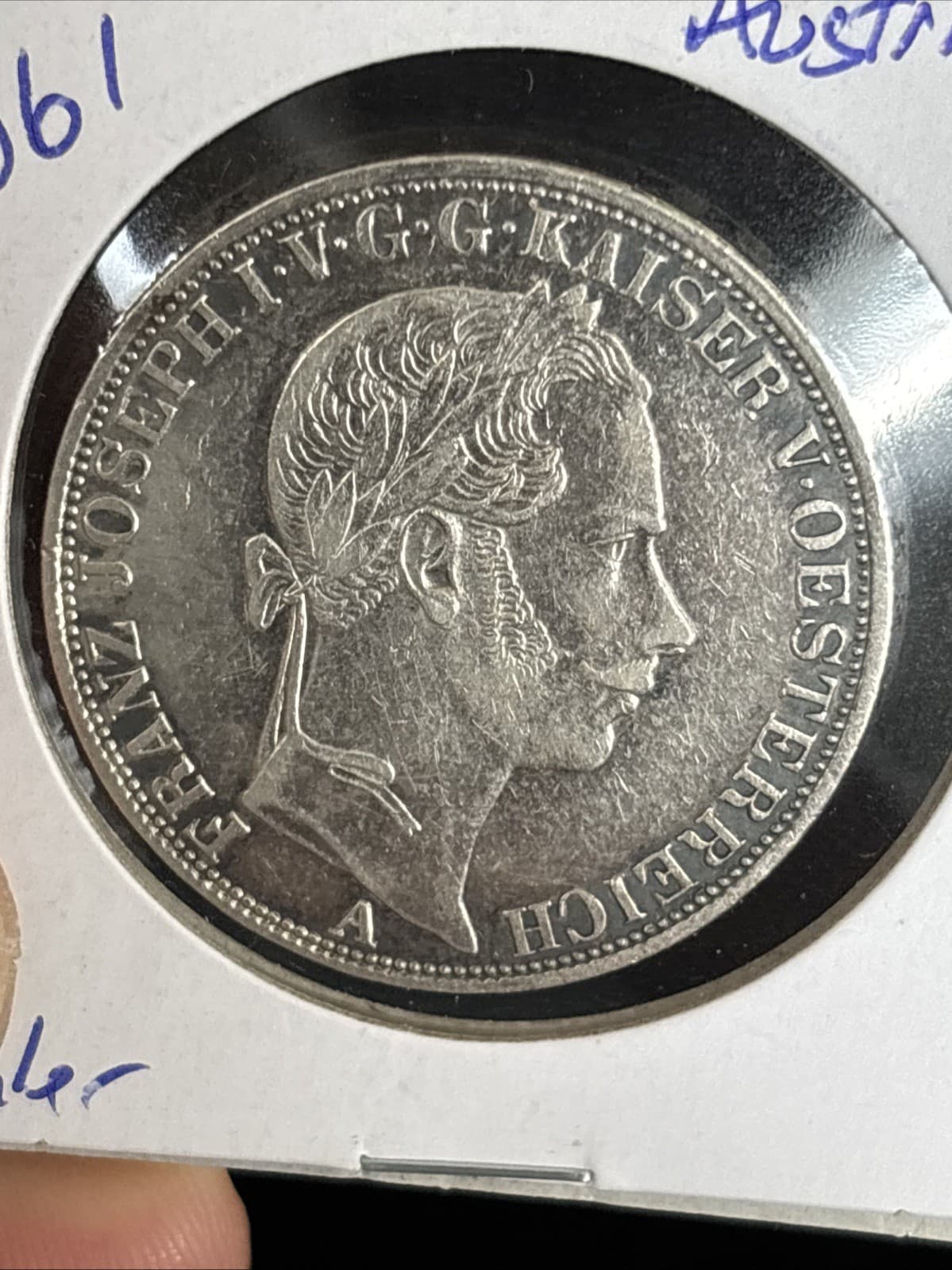1861-A Austria Thaler - 1 Vereinsthaler - Francis Joseph I - World Silver 4
