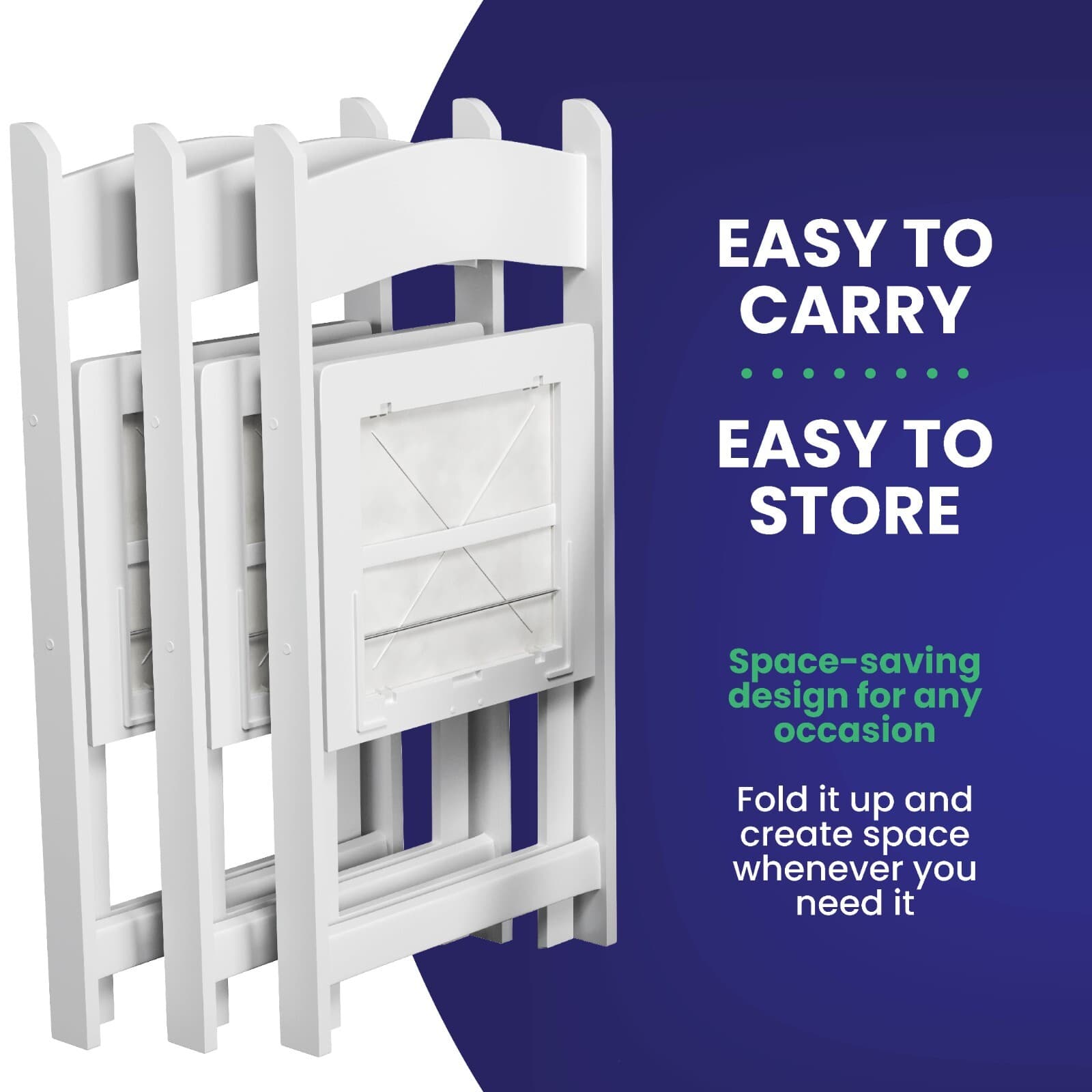 White Folding Chairs–Resin Stackable with Padded Seat - Indoor & Outdoor Events 5