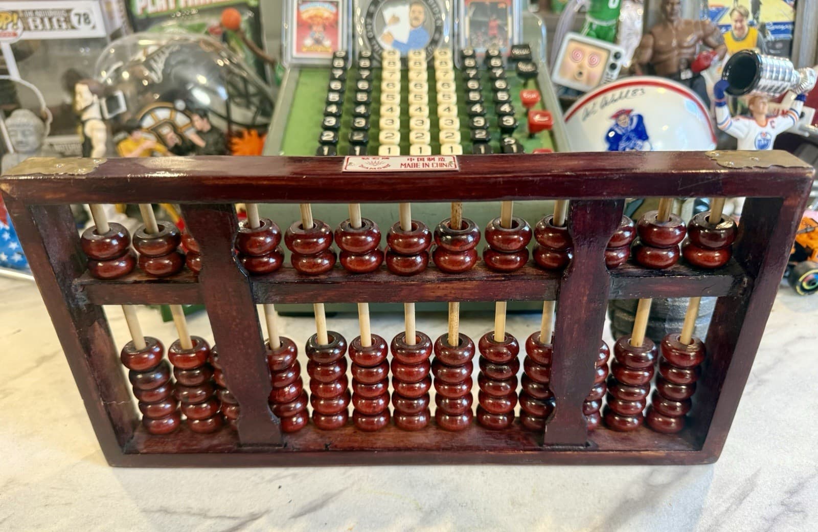VTG 12” Abacus 13 Pole 91 Bead Brown Wood Handmade Chinese Counter🇨🇳💰