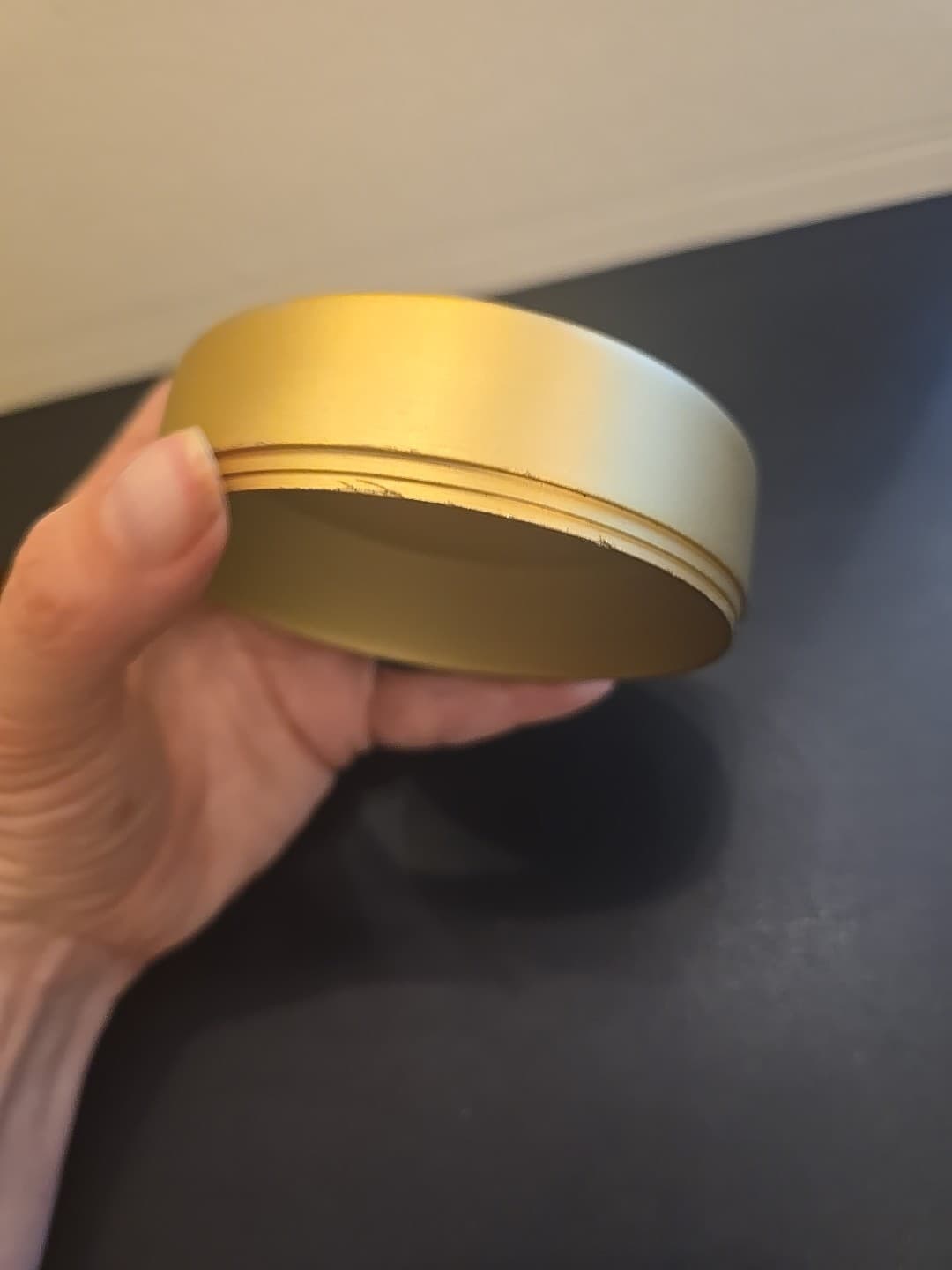 Restoration Hardware Lambeth Knurled Small Canister Lacquered Burnished Brass 5