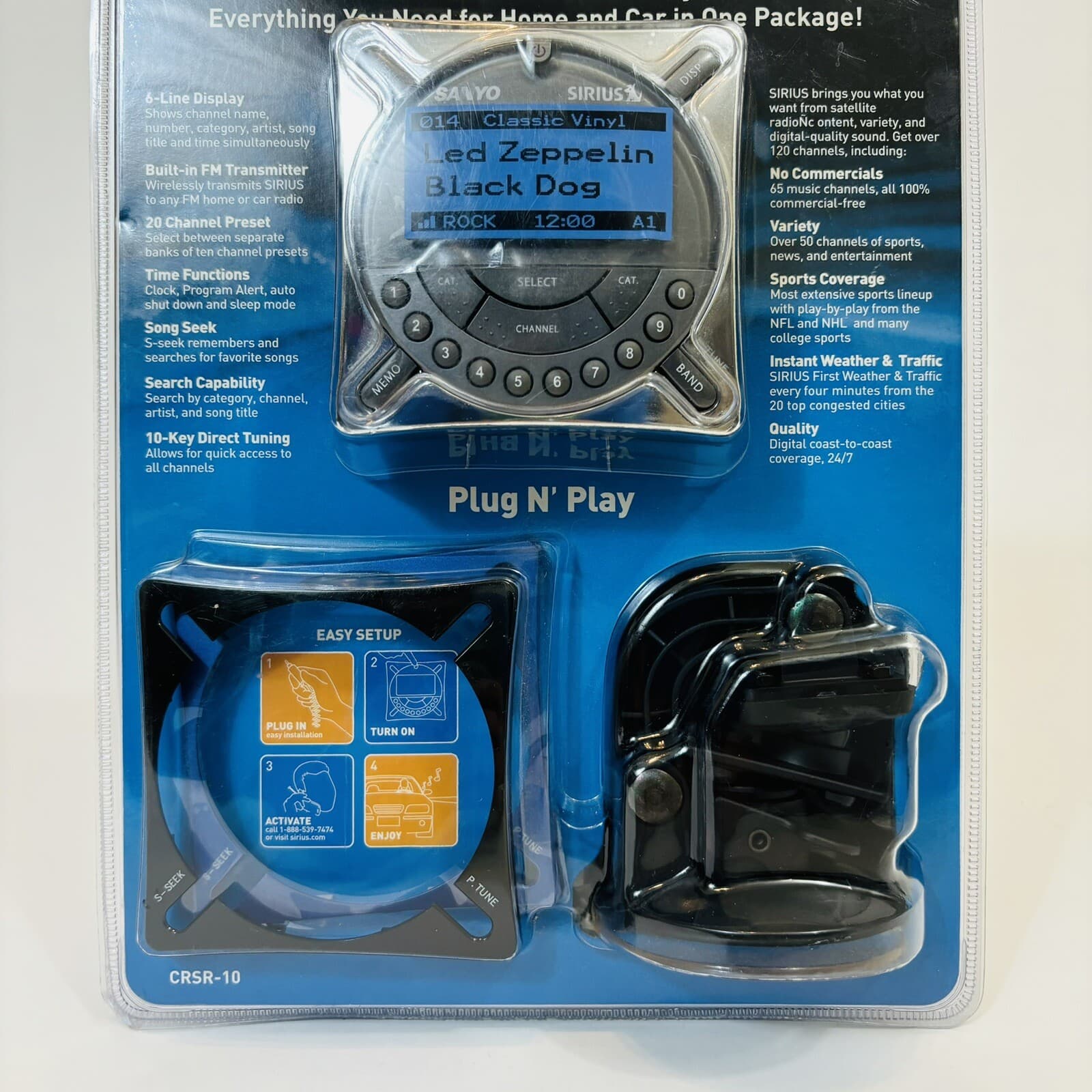 Sanyo Sirius Satellite Radio Receiver System CRSR-10 Plug N Play Brand New 6