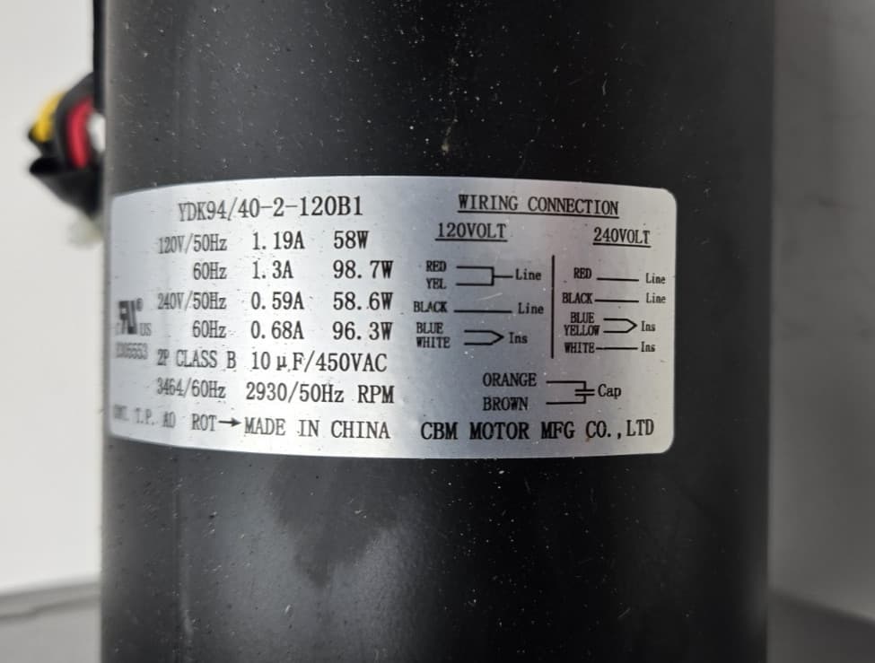 Jandy Gas Pool Heater JXI Blower Assembly YDK94/40-2-120B1 120/240V 3