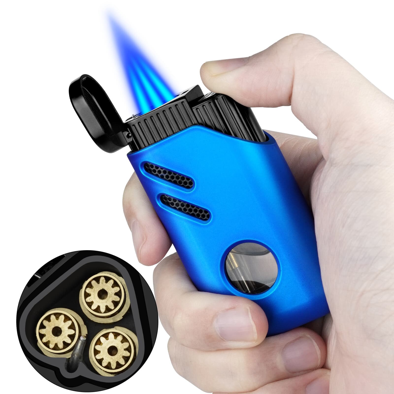 2 Pack Torch Lighter Triple Jet Flame Butane Refillable Torch Lighters with Box 2