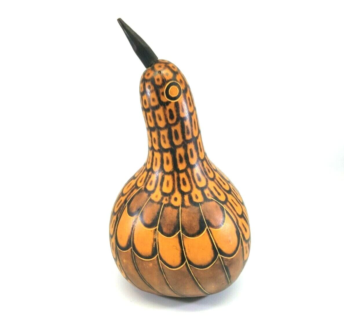 Carved Gourd Carved Rattle Shaker Bird 11 in. Tall