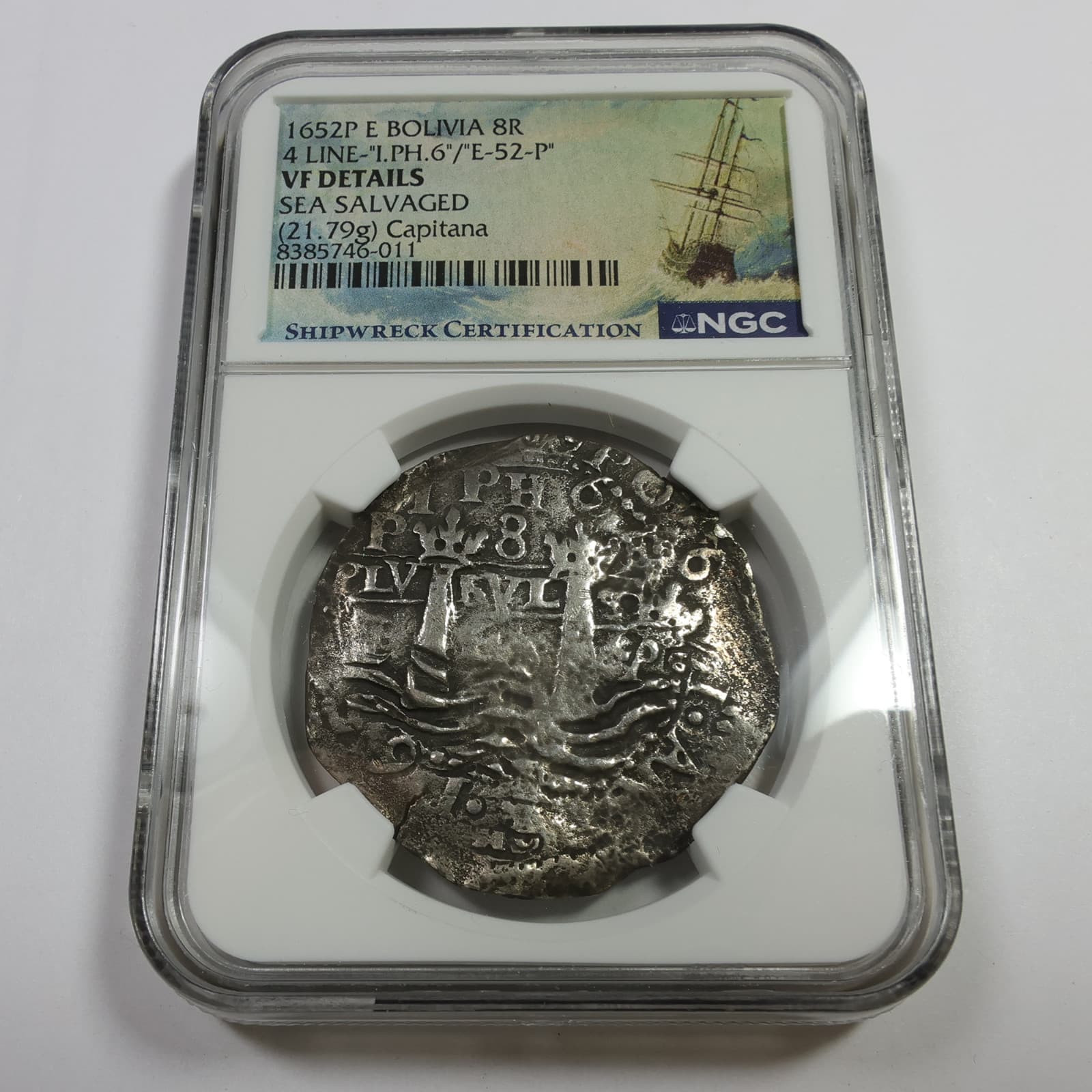 1652 E NGC VF Details Bolivia Shipwreck Capitana Silver 8 Reales 8R Coin 56775T 2