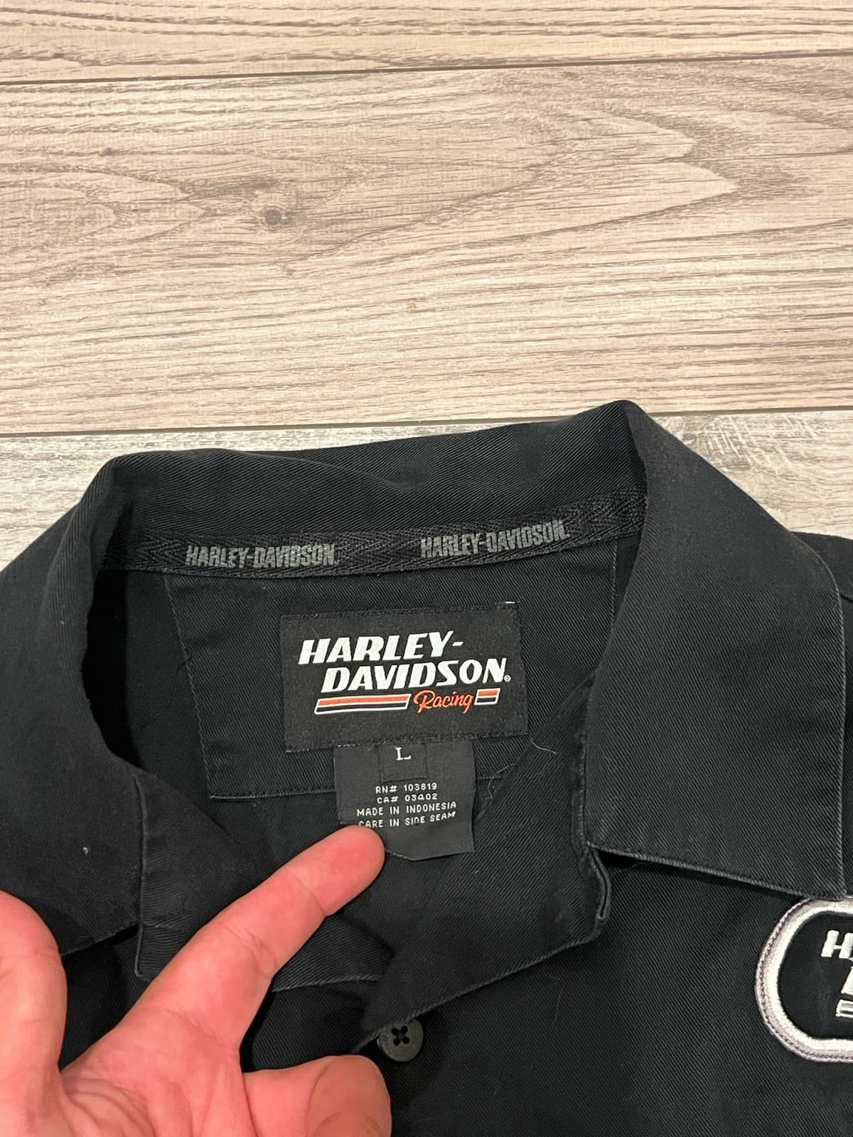 Harley Davidson Racing Screaming Eagle Mens Button Up Mechanic Shirt Size Large 5