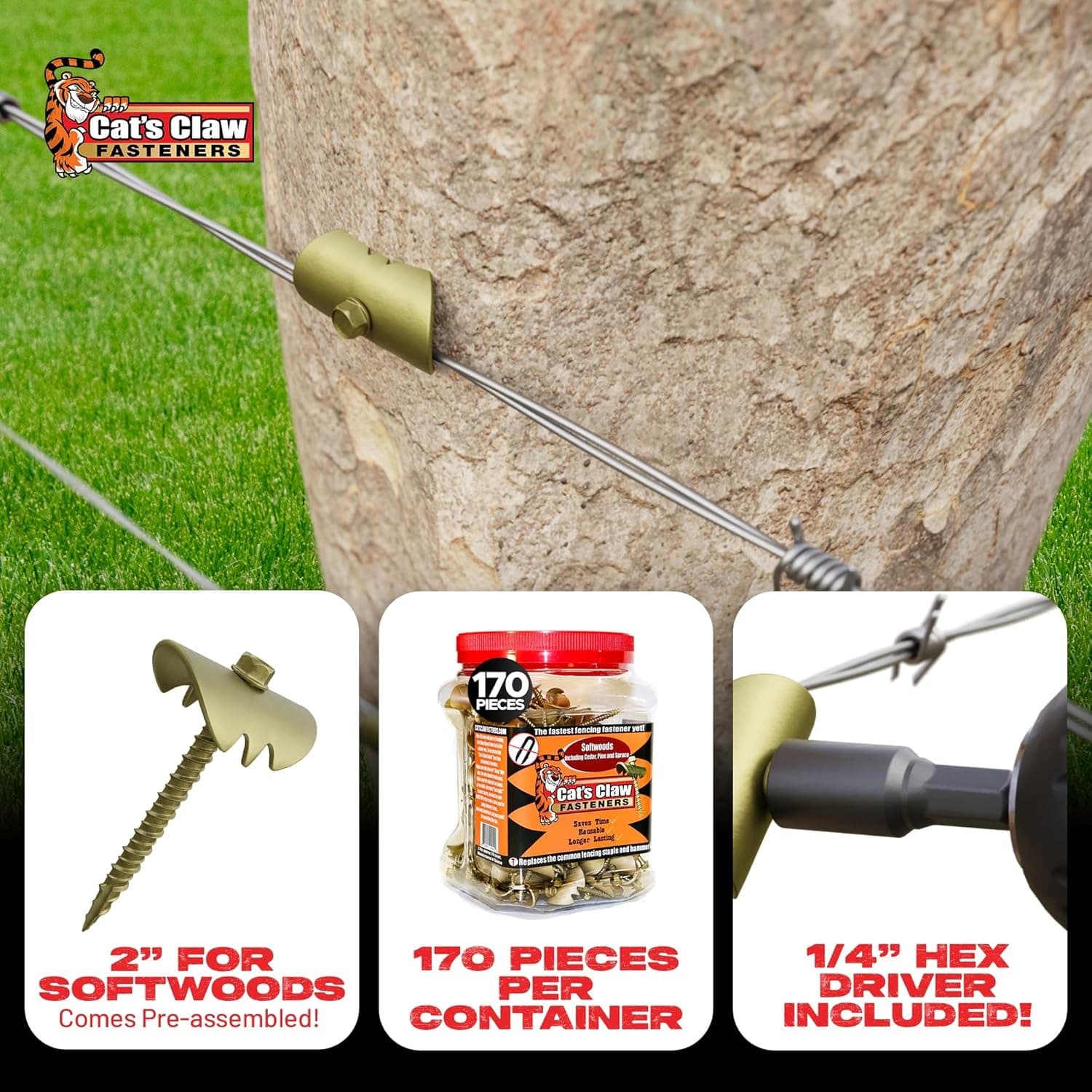 Cat’s Claw Fasteners 2 inch for Softwoods 170 Pieces Replaces The Common Fenci 5