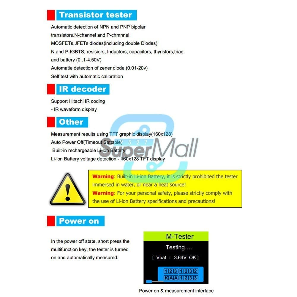 LCR-TC1 Transistor Tester Diode Triode Capacitance Meter LCR ESR NPN MOSFET US 5