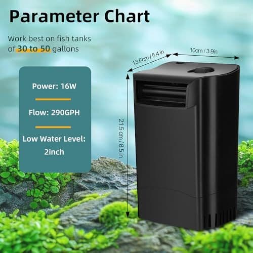 Turtle Tank Filter Internal Power Aquarium Filter Low Water Level  3