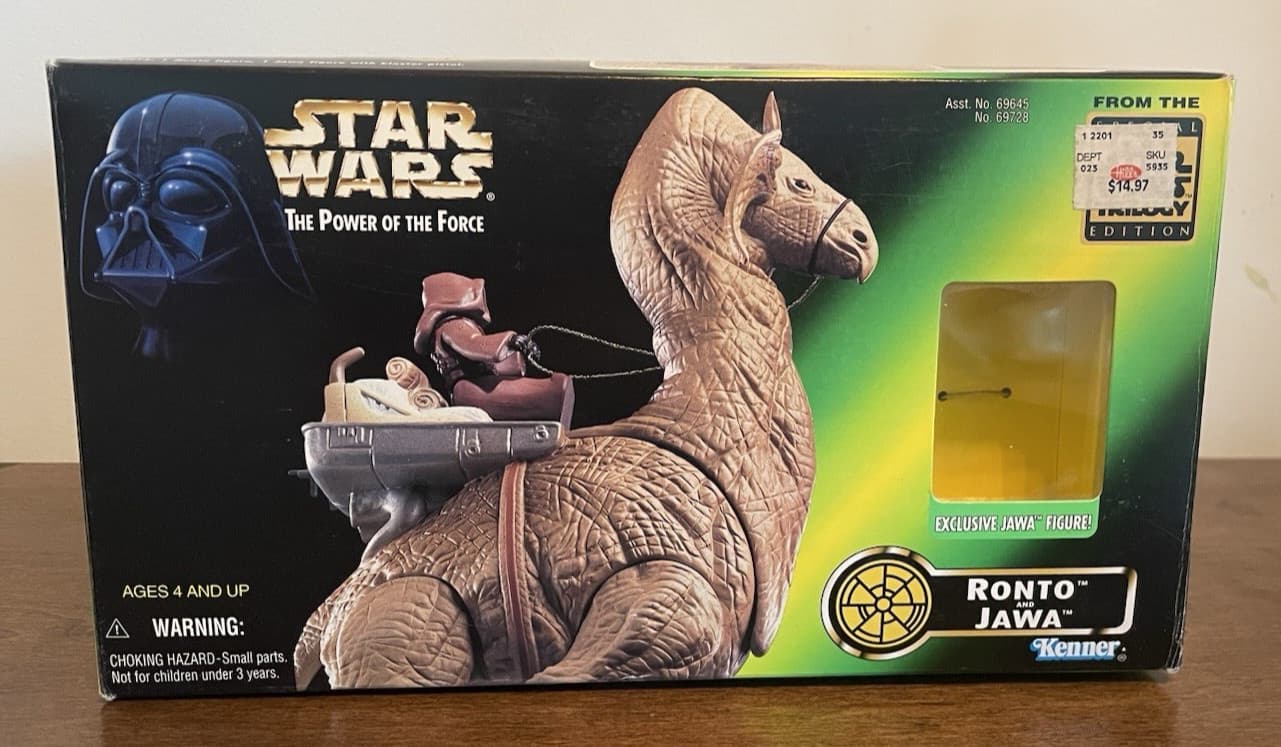 Vintage 1997 Kenner Star Wars POTF RONTO beast w/ reins + box (NO JAWA figure)