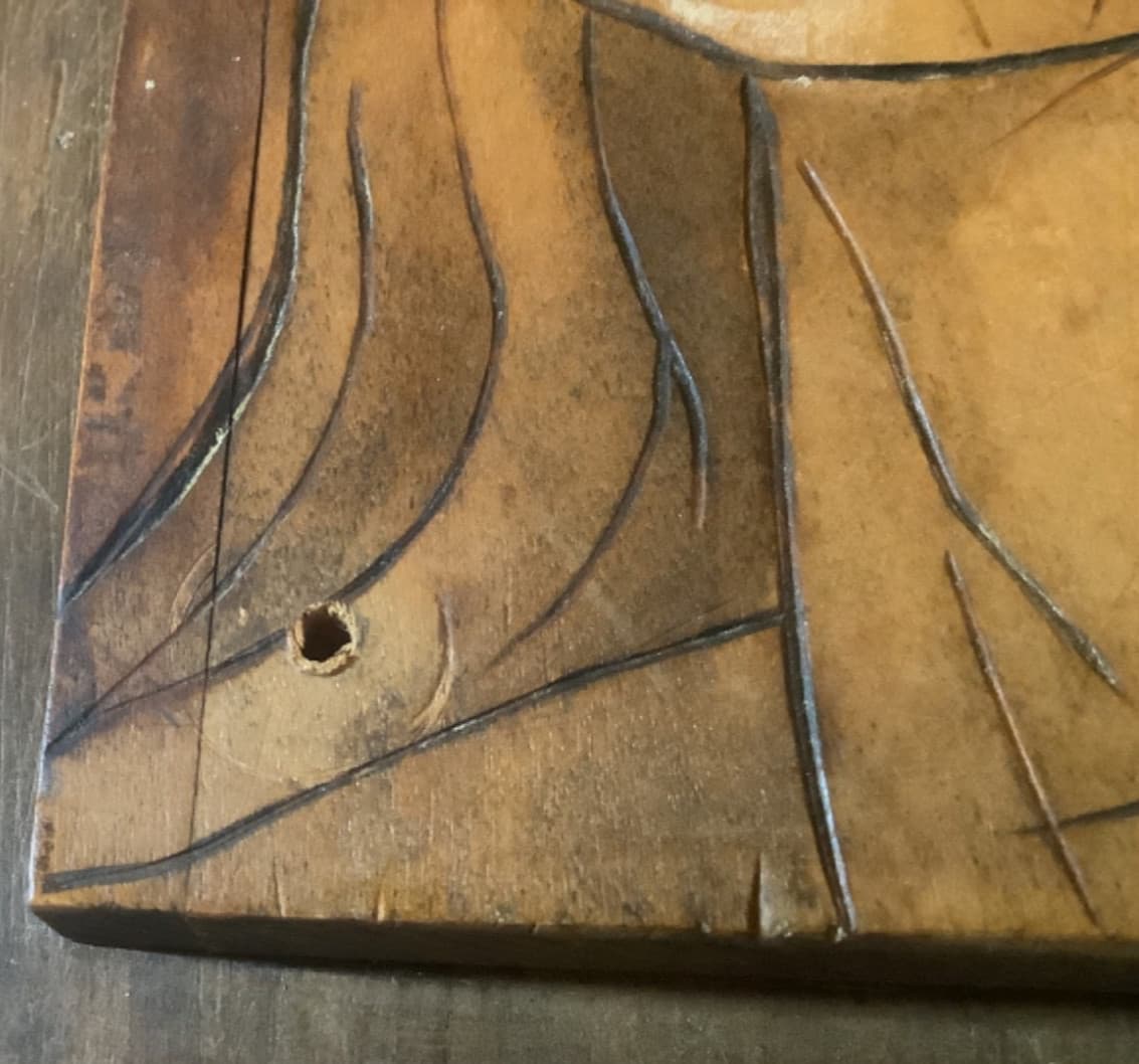 Native American Pyrography Indian Chief Early 20th Century Signed Gold Highlight 3