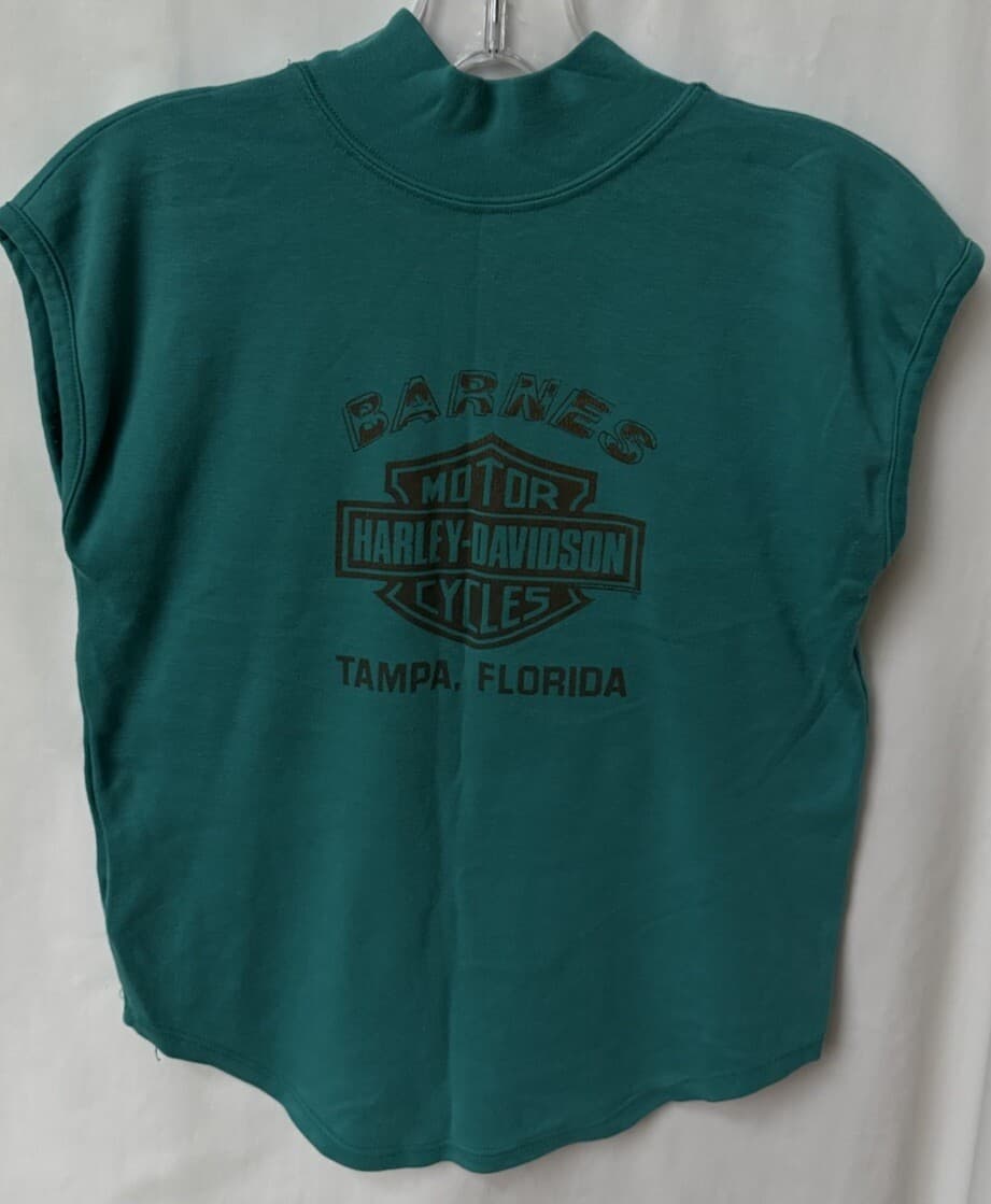 Vtg Harley Davidson Shirt Mock Turtle Neck Size SM HOLOUBEK ￼sleeveless Tampa FL 4