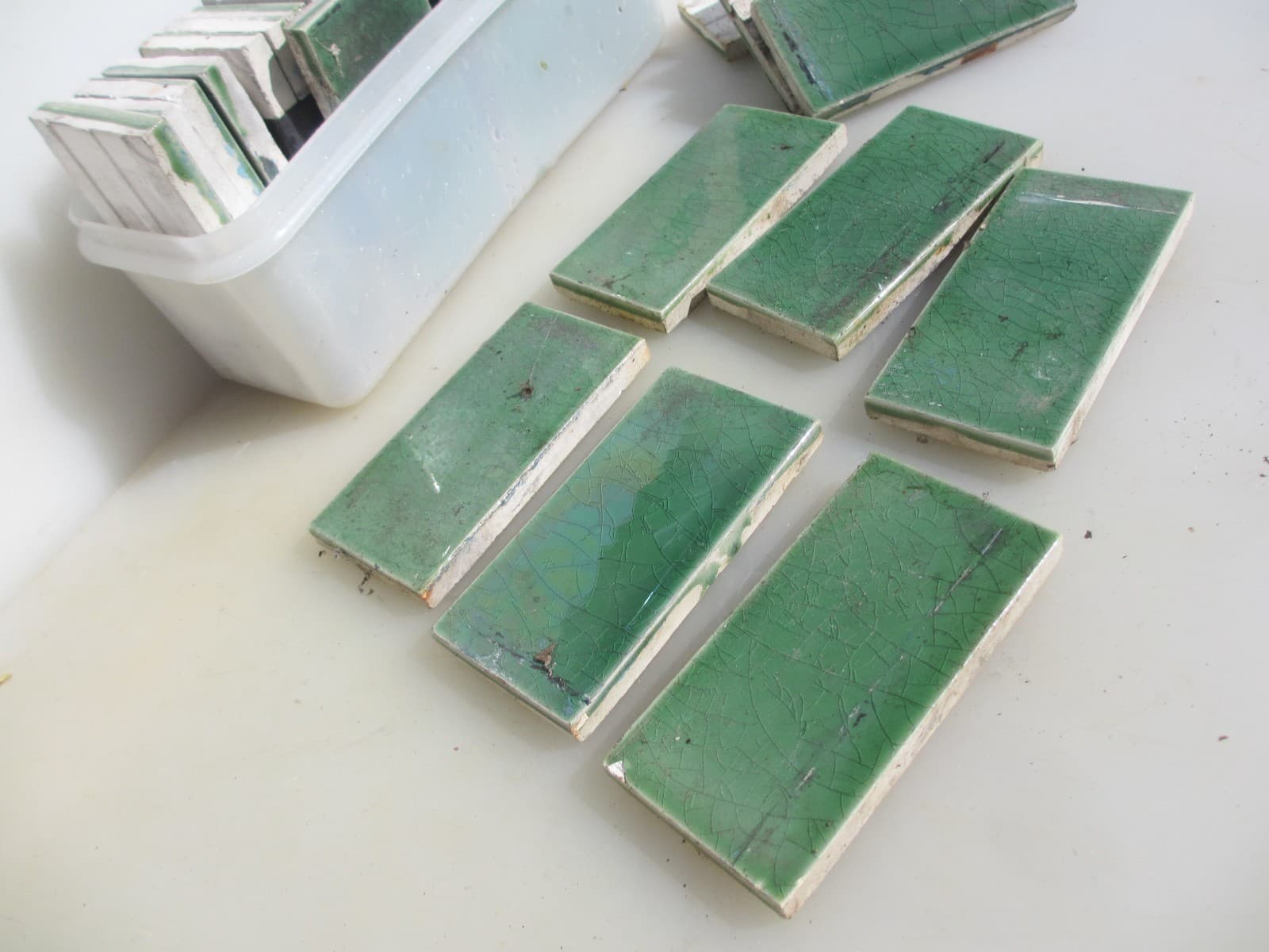 Vintage Ceramic Border Tile Old Tiles Antique Green 4.25"x2.1/8" - £3each 2