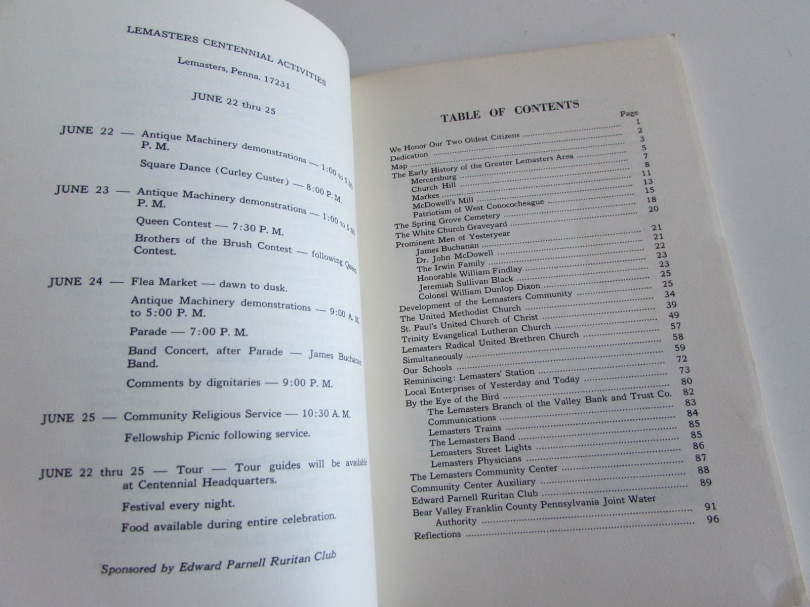 History of Lemasters Pennsylvania Fort McDowell Centennial Book 1972 3