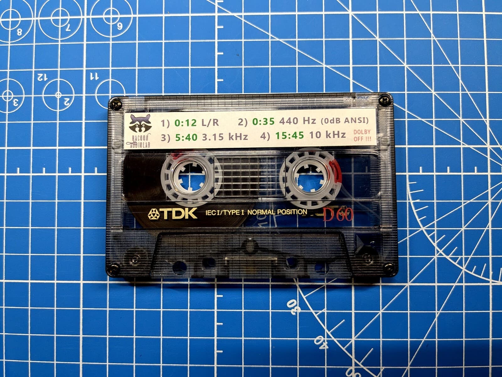 4-in-1 TDK Test/Calibration T160 audio cassette tape: L/R, level, speed, azimuth 2