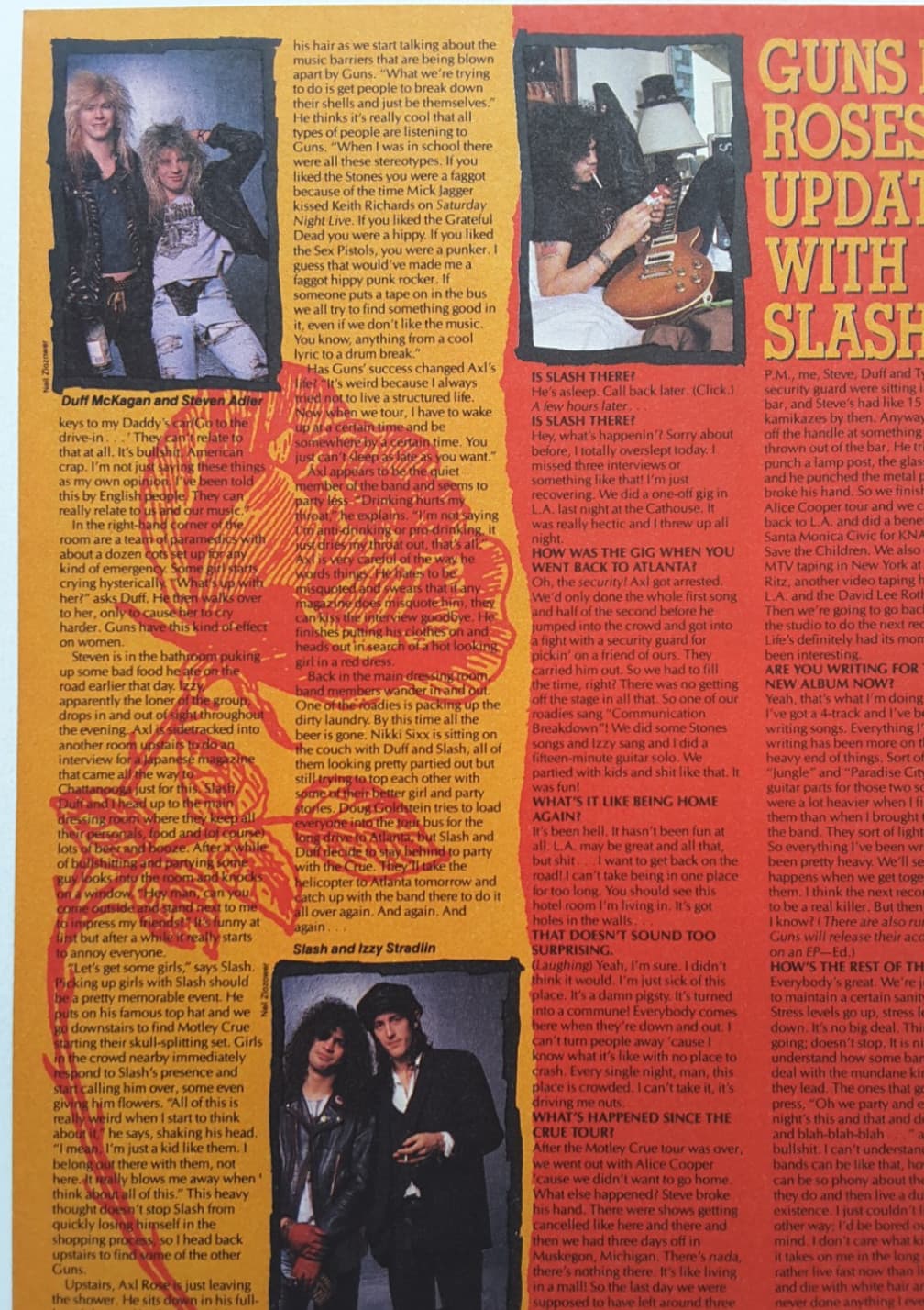 GUNS N' ROSES AXL ROSE VINTAGE 1980'S MAGAZINE PINUP POSTER + ARTICLE CLIPPING A 3