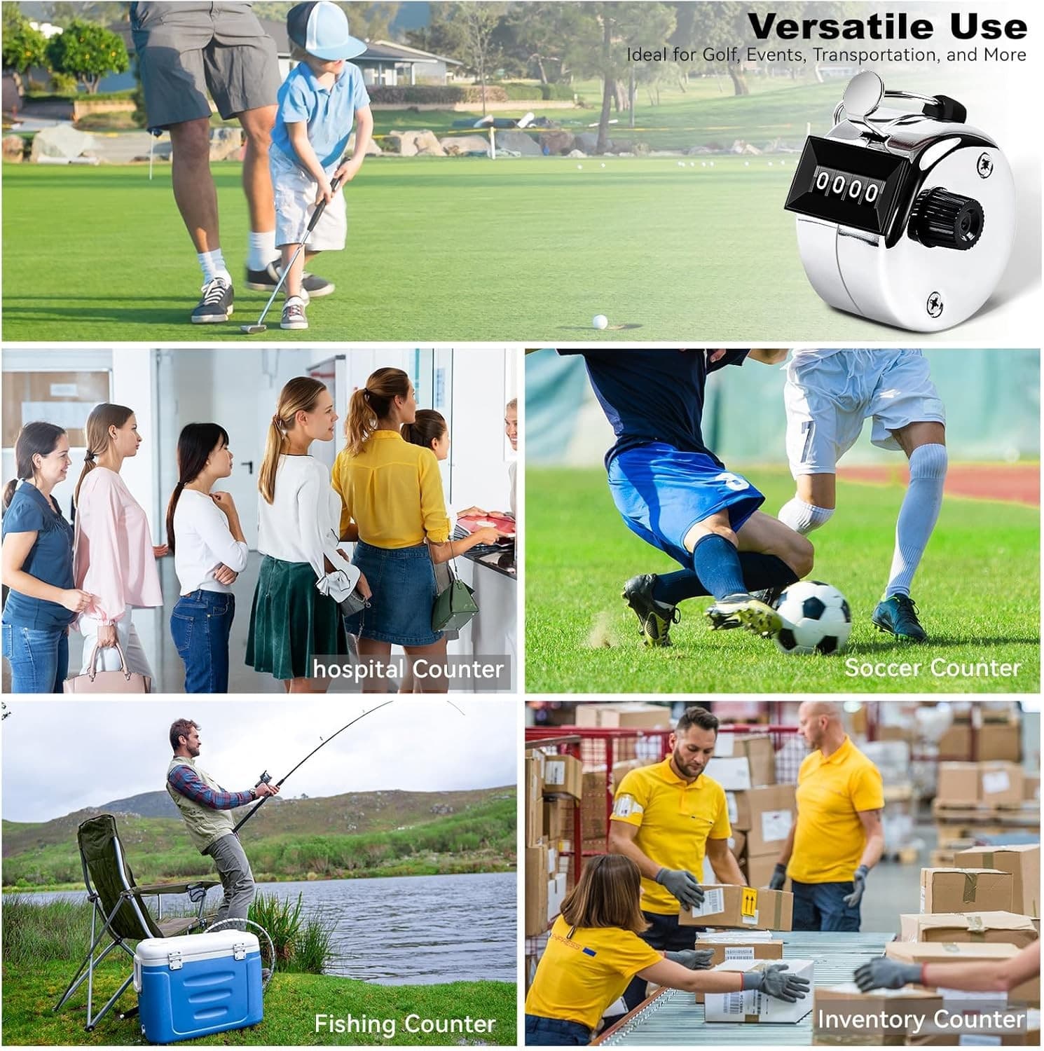 Clicker Counter, Metal Hand Tally Counter with 4 Digit Silver  6