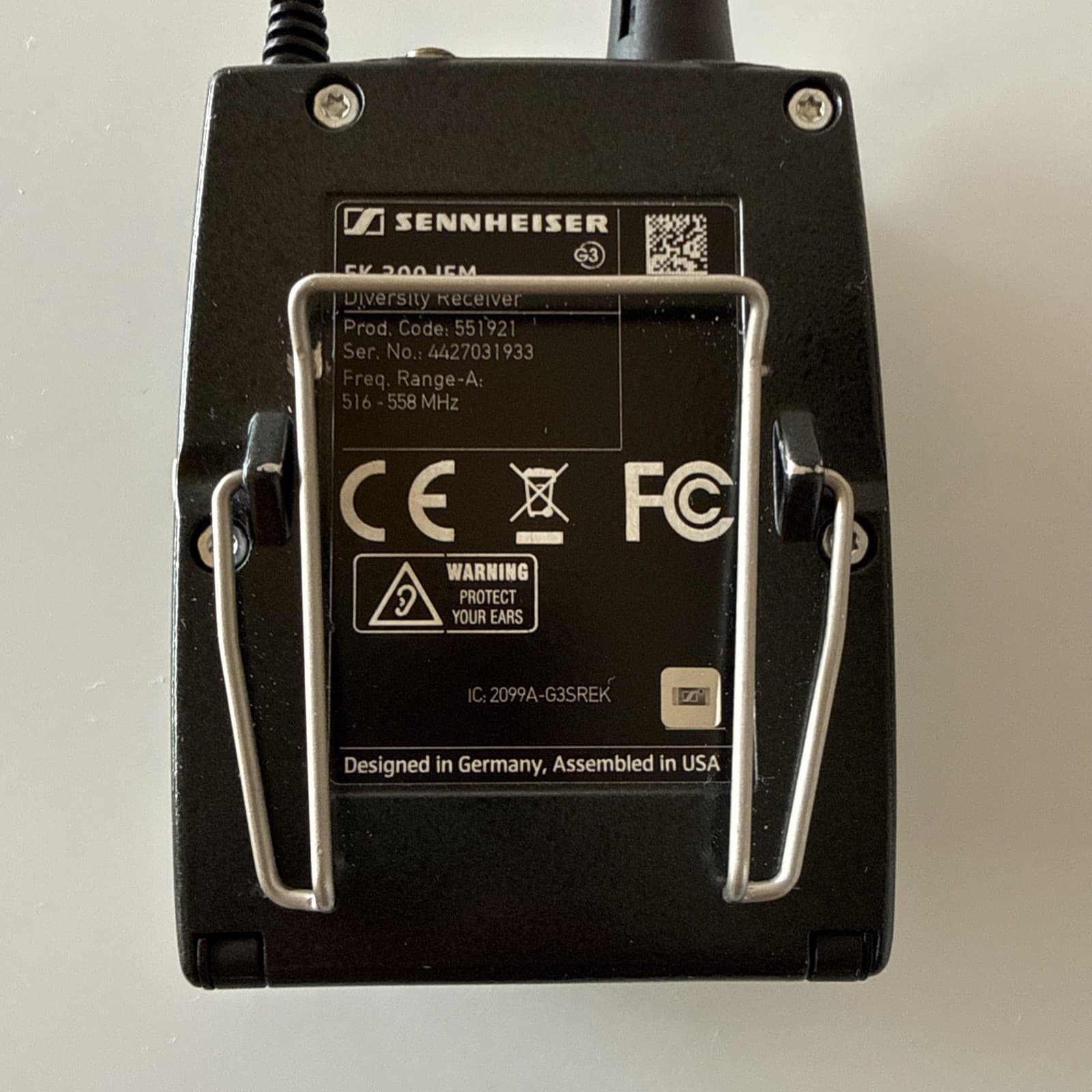 Sennheiser EK 300 IEM G3 Bodypack Wireless Receiver A Range: 516-558 MHz 4