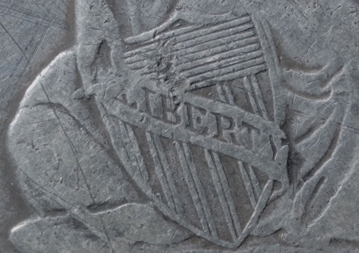 1857 Seated Liberty Quarter 25 - Smoking Liberty FS-401 Die Gouge - Old Cleaning 3