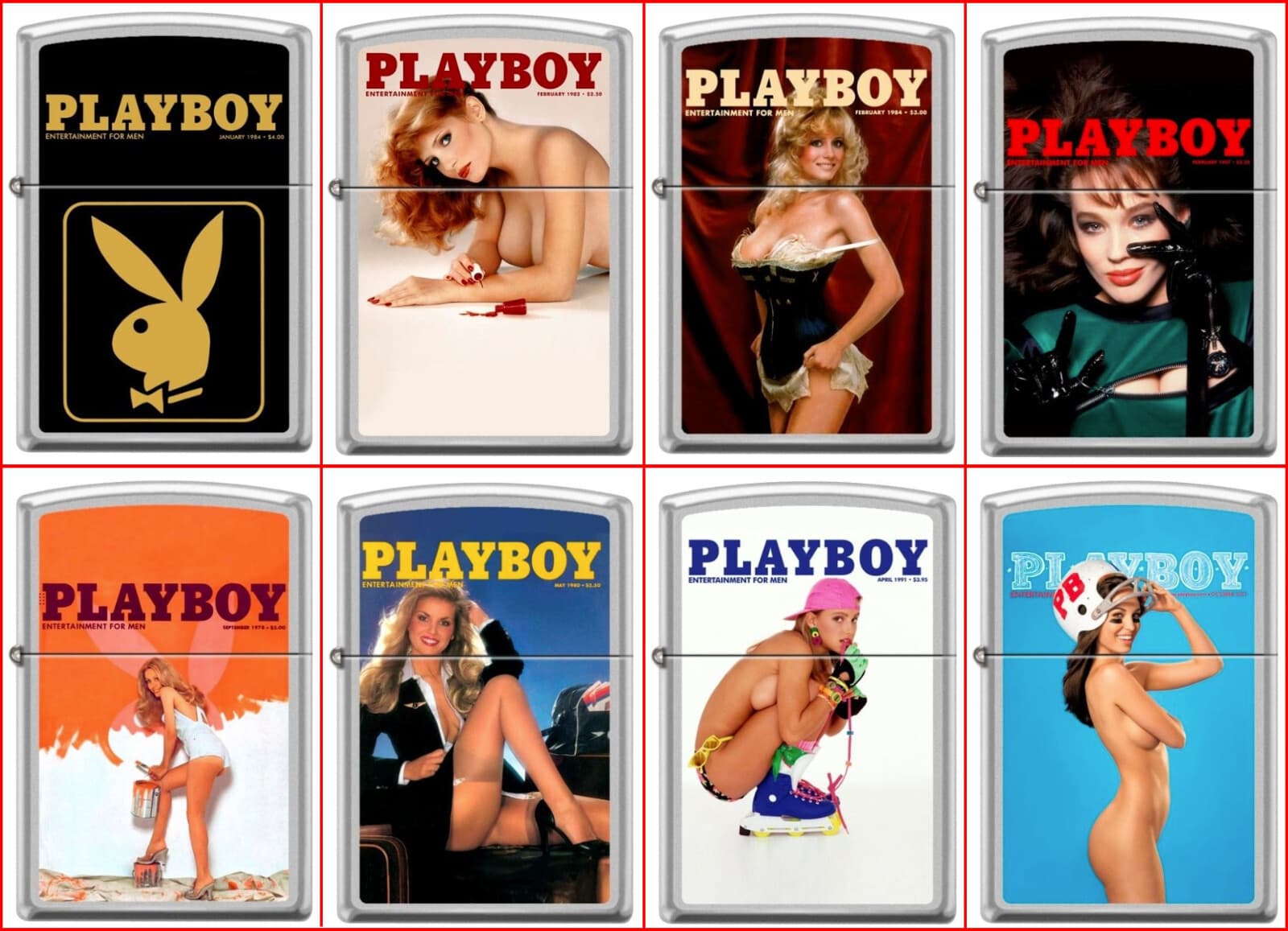Zippo PlayBoy Cover 8 Lighter Set Pin Up Pinup RARE set #7 NEW L@@K