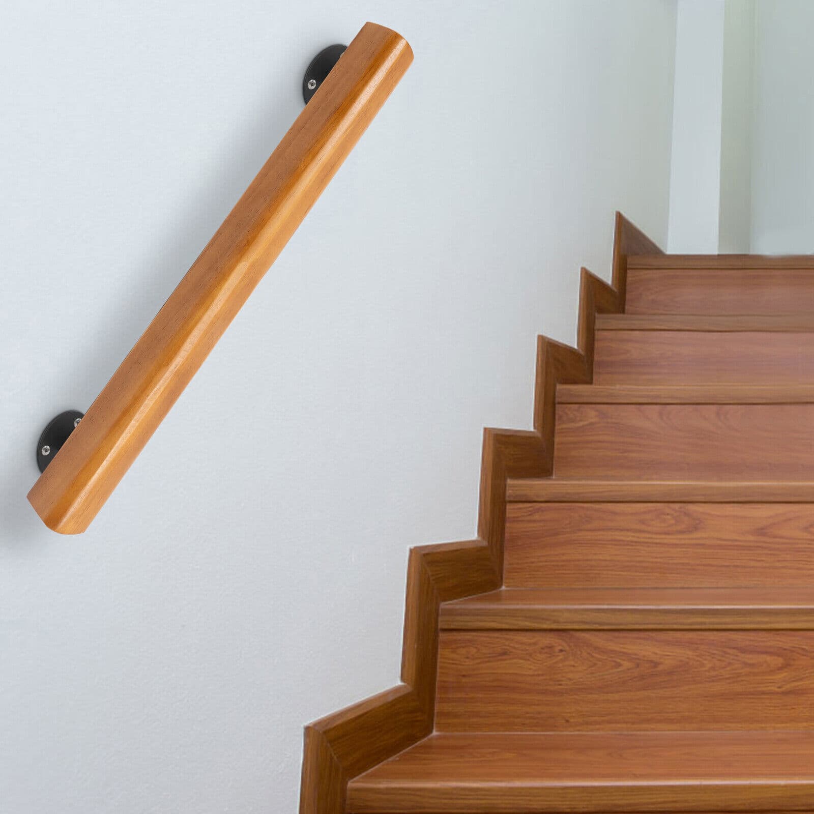 Wood 2 FT Handrail For Steps Stair Railing Hand Rail Wall-mounted Indoor Rail 3
