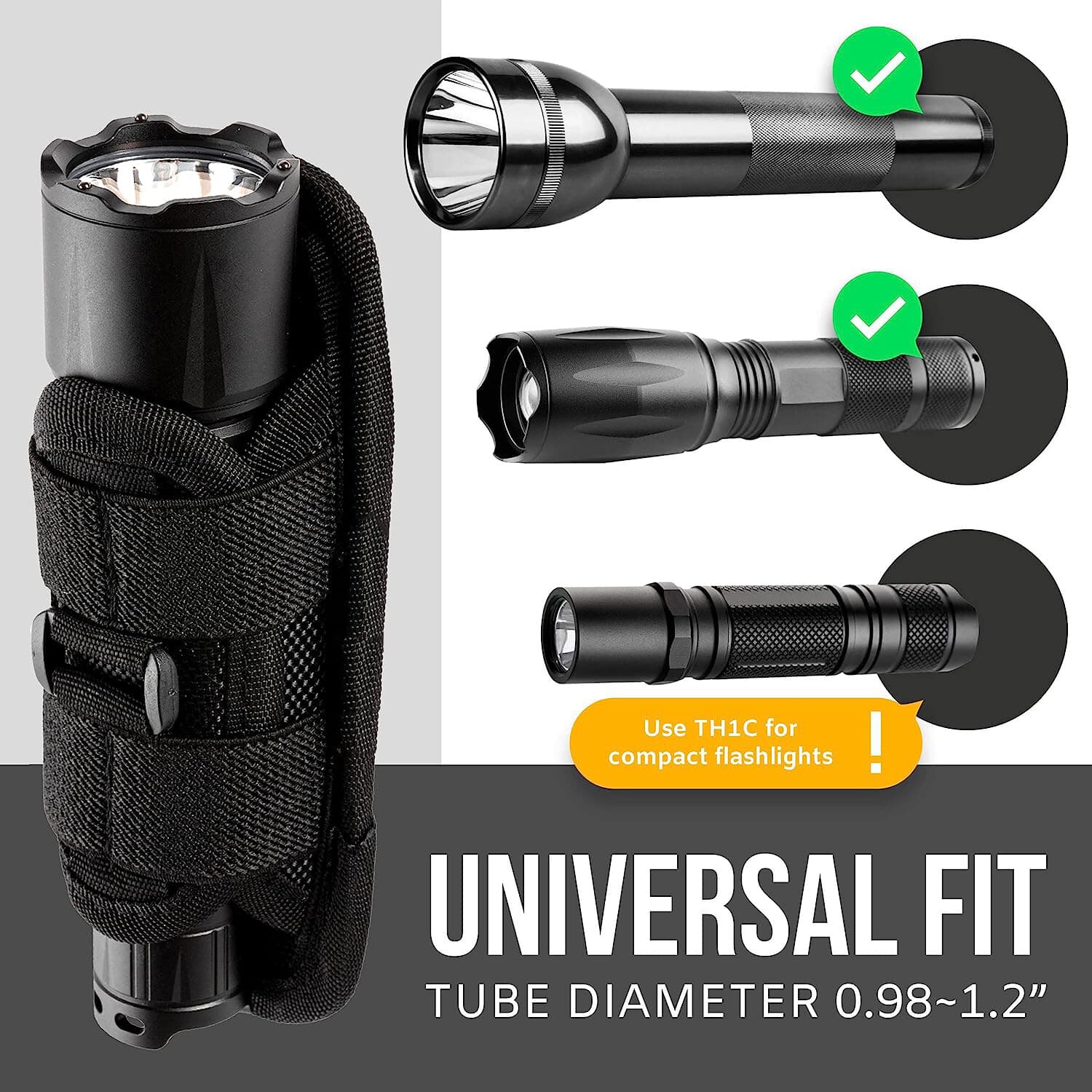 Tactical Flashlight Holster Duty Belt Bag Rotatable Clip 360 Degree Holder Case 4