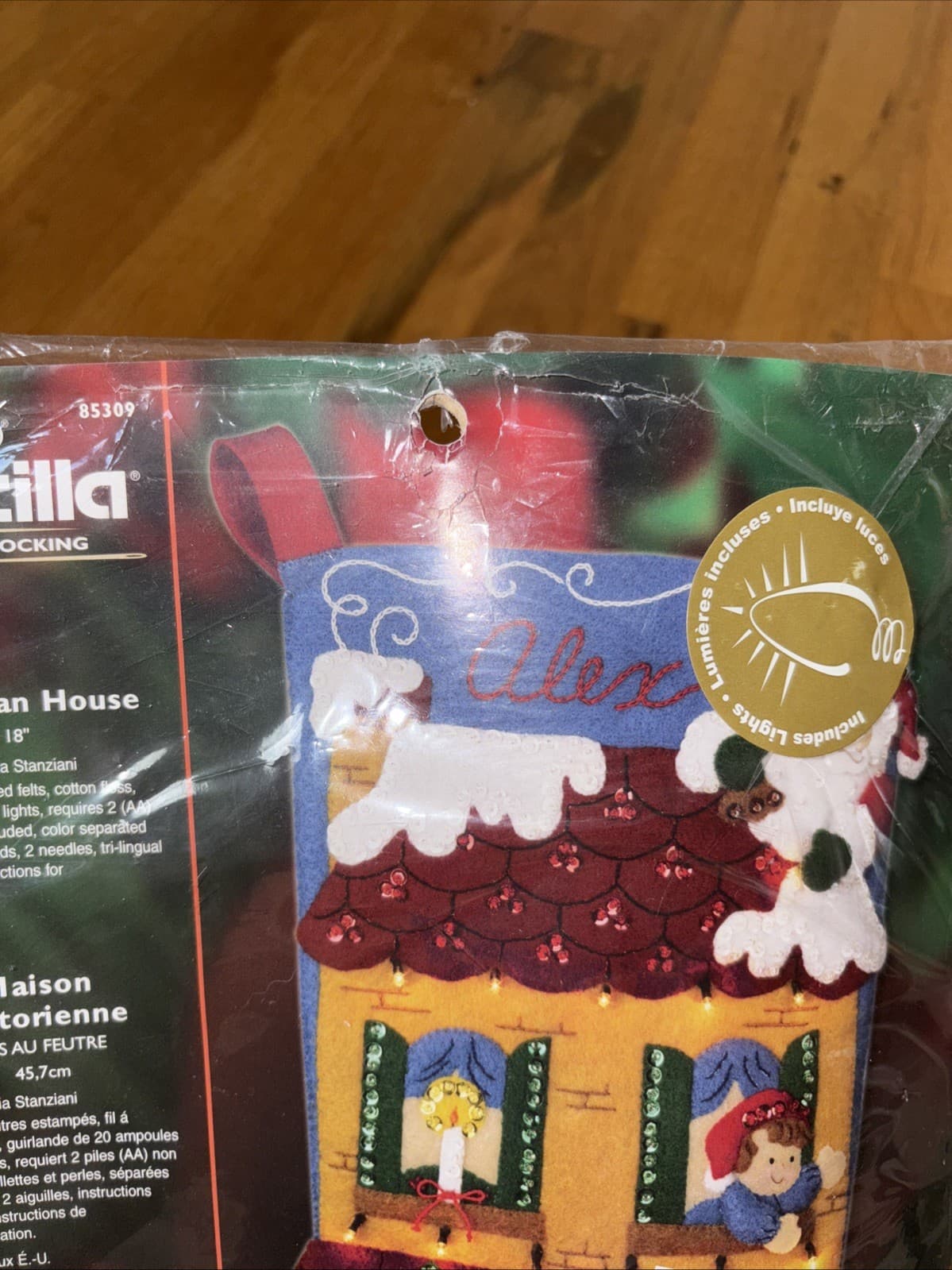 Plaid Bucilla Felt 18" Stocking Victorian House- Unopened Packaging Torn 4
