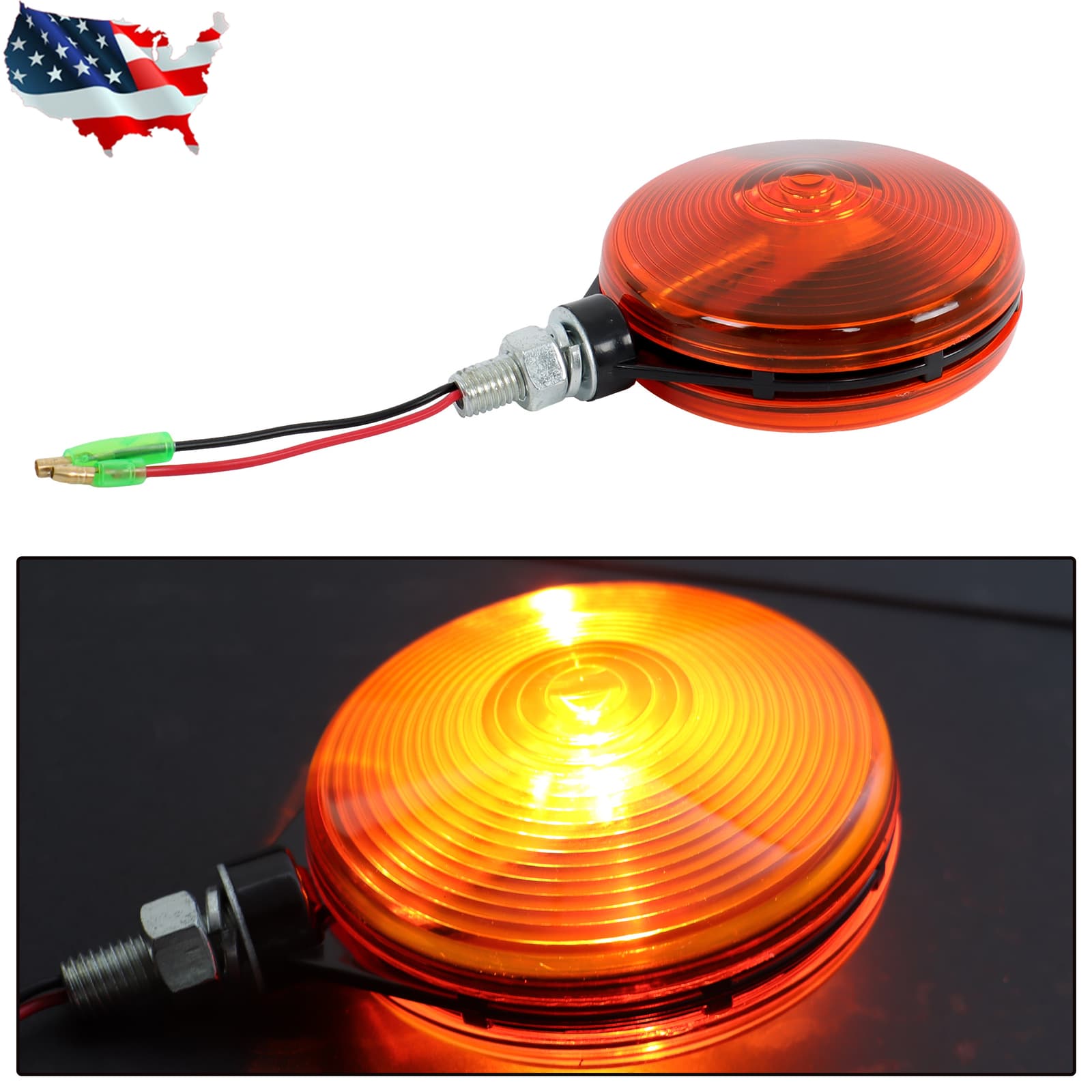 12V Warning Light Set Hazard Style For Kubota Tractor Red & Amber Lens 2 PCS 3