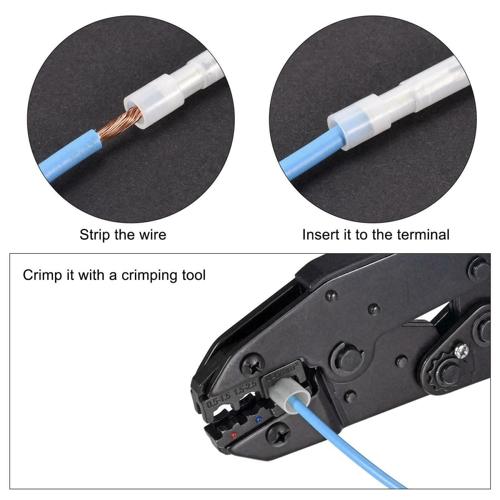 Wire Butt Female Terminals Insulated Round AWG 24-18 White 20 Pcs 5