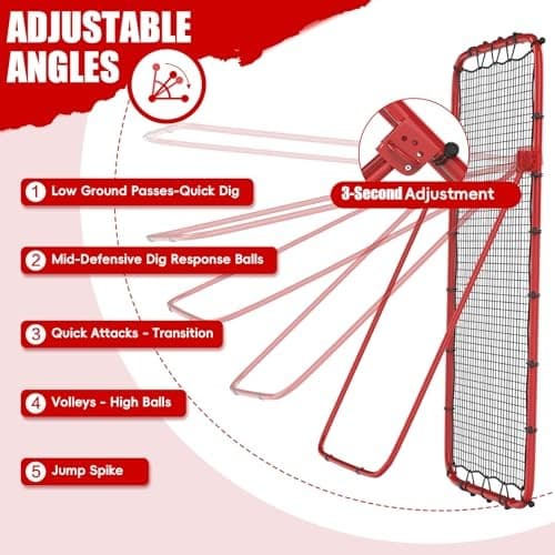 Portable Volleyball Rebounder Net 7x4 Ft, 5-Angle Adjustable Rebounder Net for  3