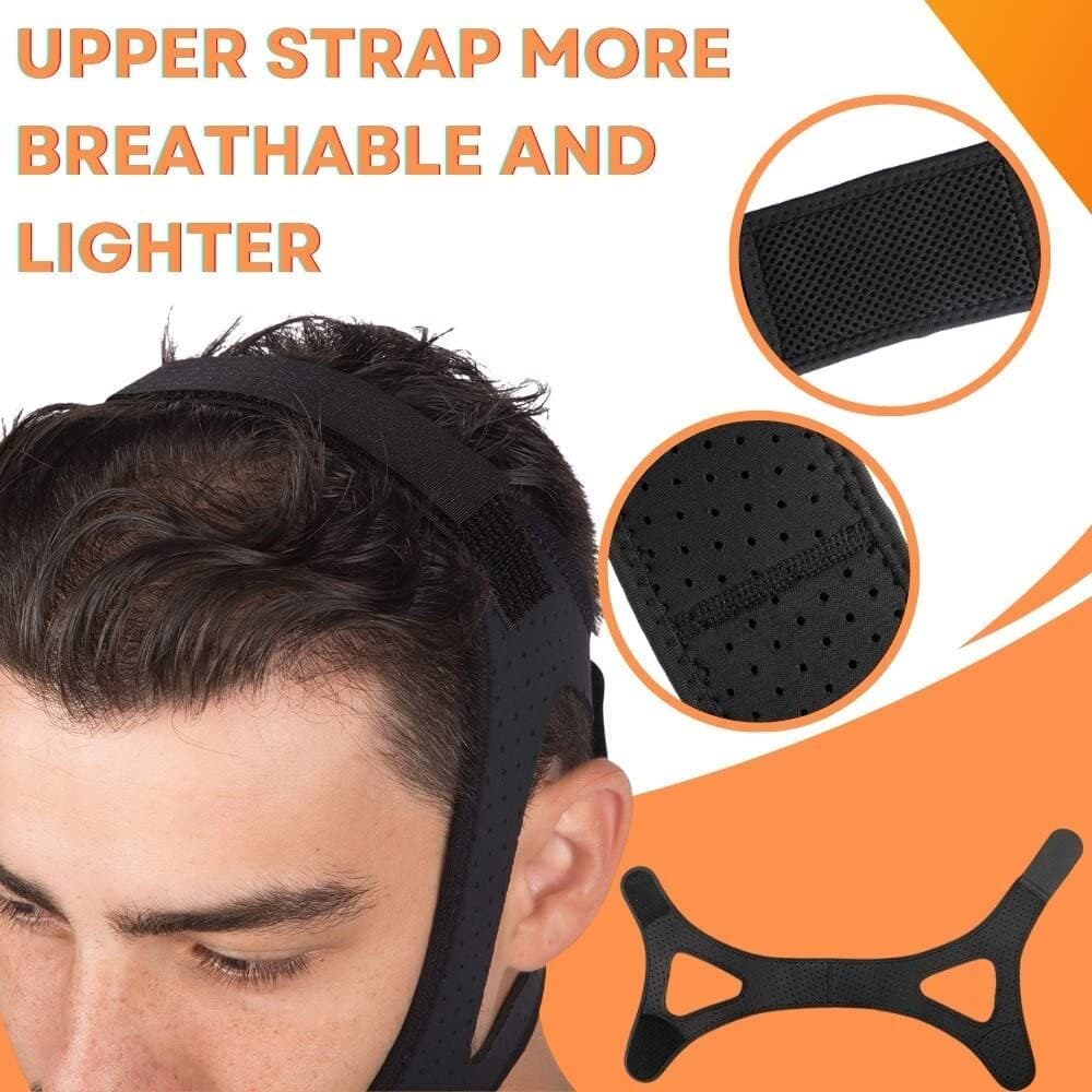Black Snore Stop Belt Anti Snoring Cpap Chin Strap Sleep Apnea Jaw Solution New 6