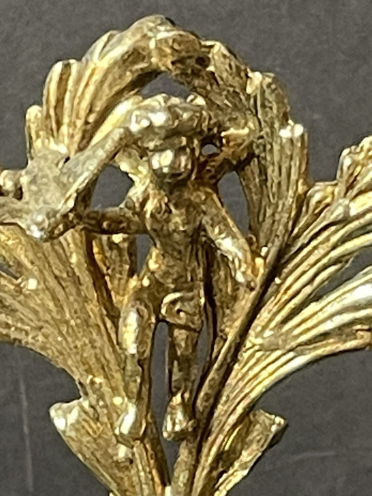 RARE! Vintage GOLD *CHERUB Perfume Bottle *AMBER GLASS VANITY Hollywood Antique 3